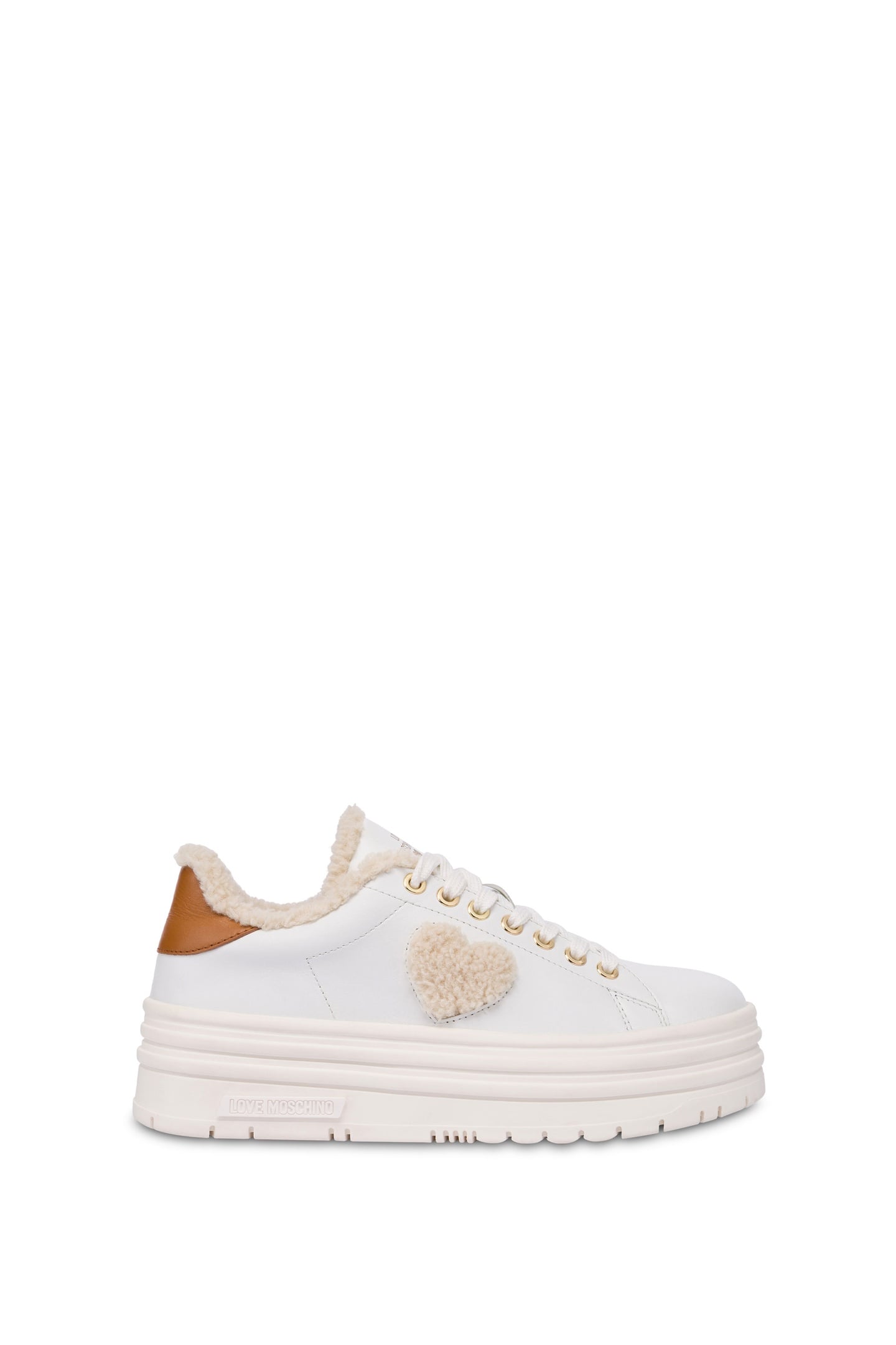 CALFSKIN SNEAKERS WITH MULTILAYER HEART WHITE 1