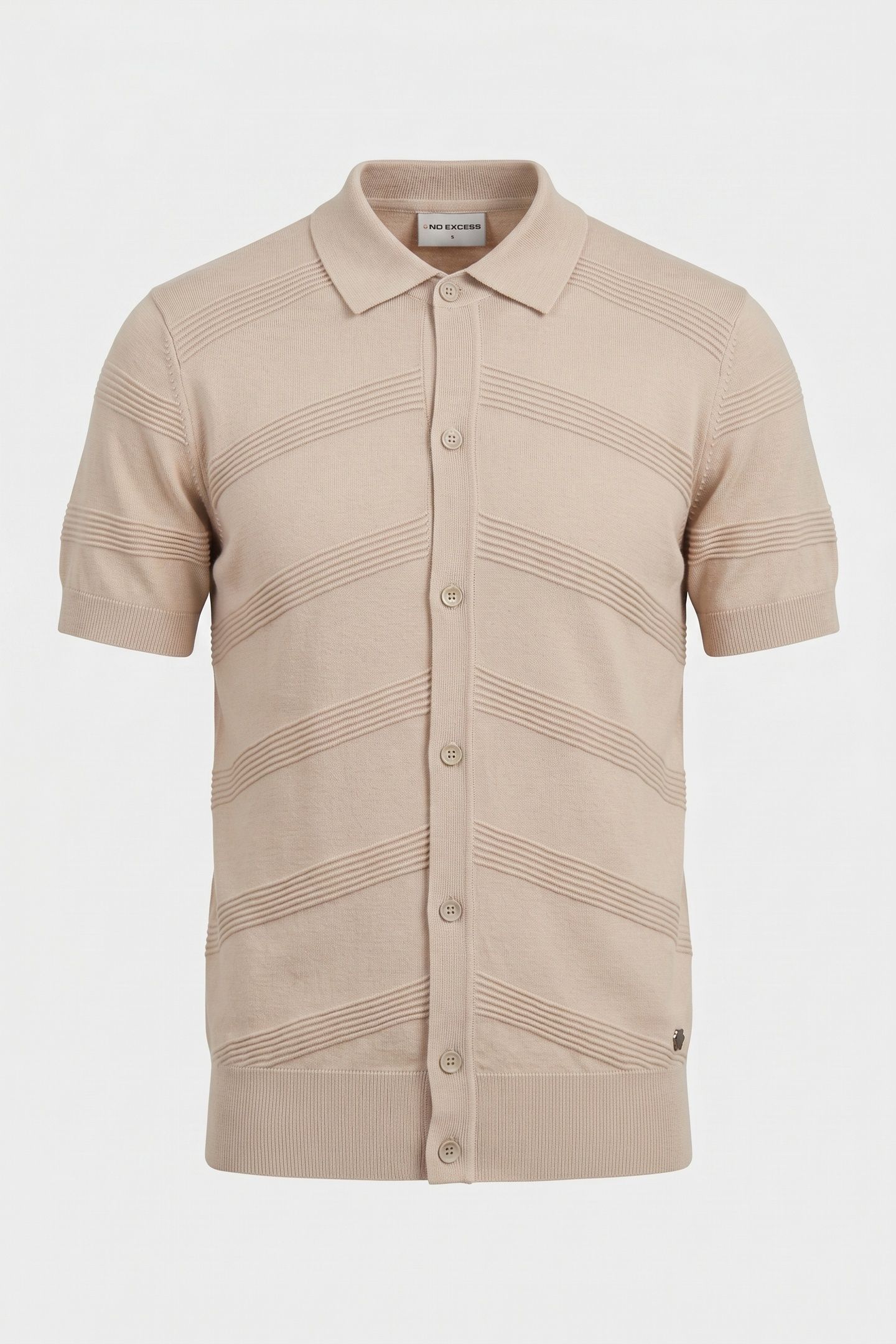 PULLOVER SHORT SLEEVE FULL BUTTON POLO RELIEF KNIT CEMENT 3