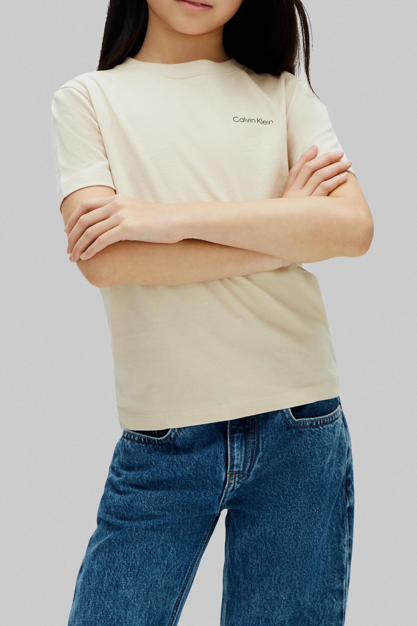 UNISEX CHEST LOGO SS T-SHIRT OATMEAL 1