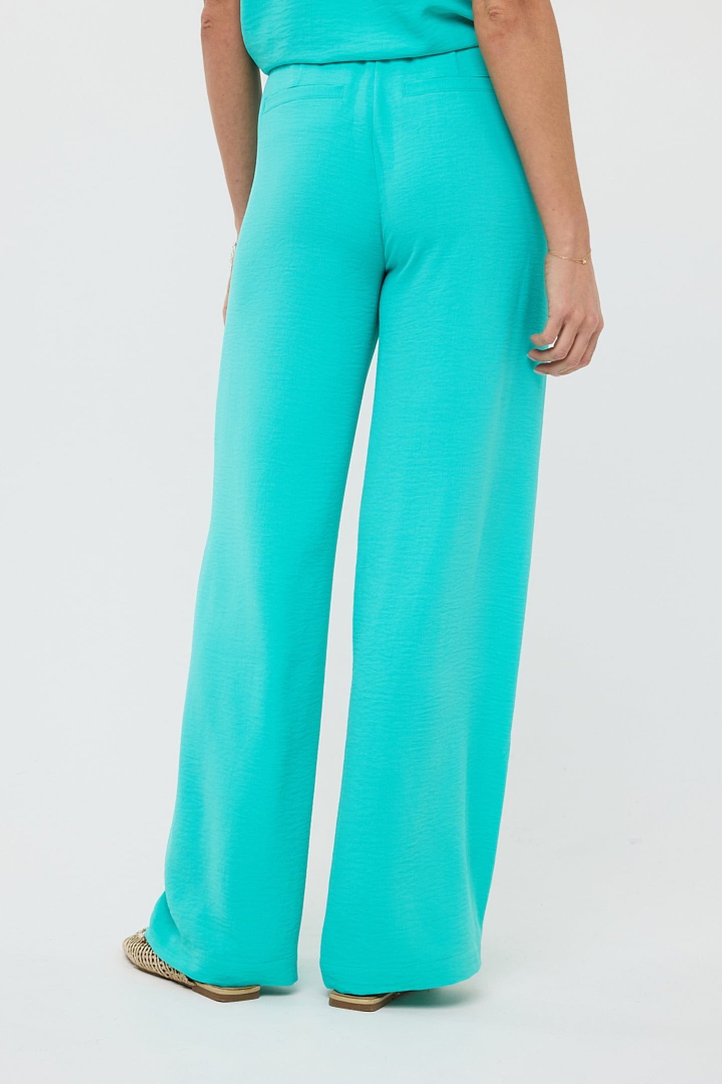 TROUSERS WIDE ELASTIC CRINKLE LAGOON 3