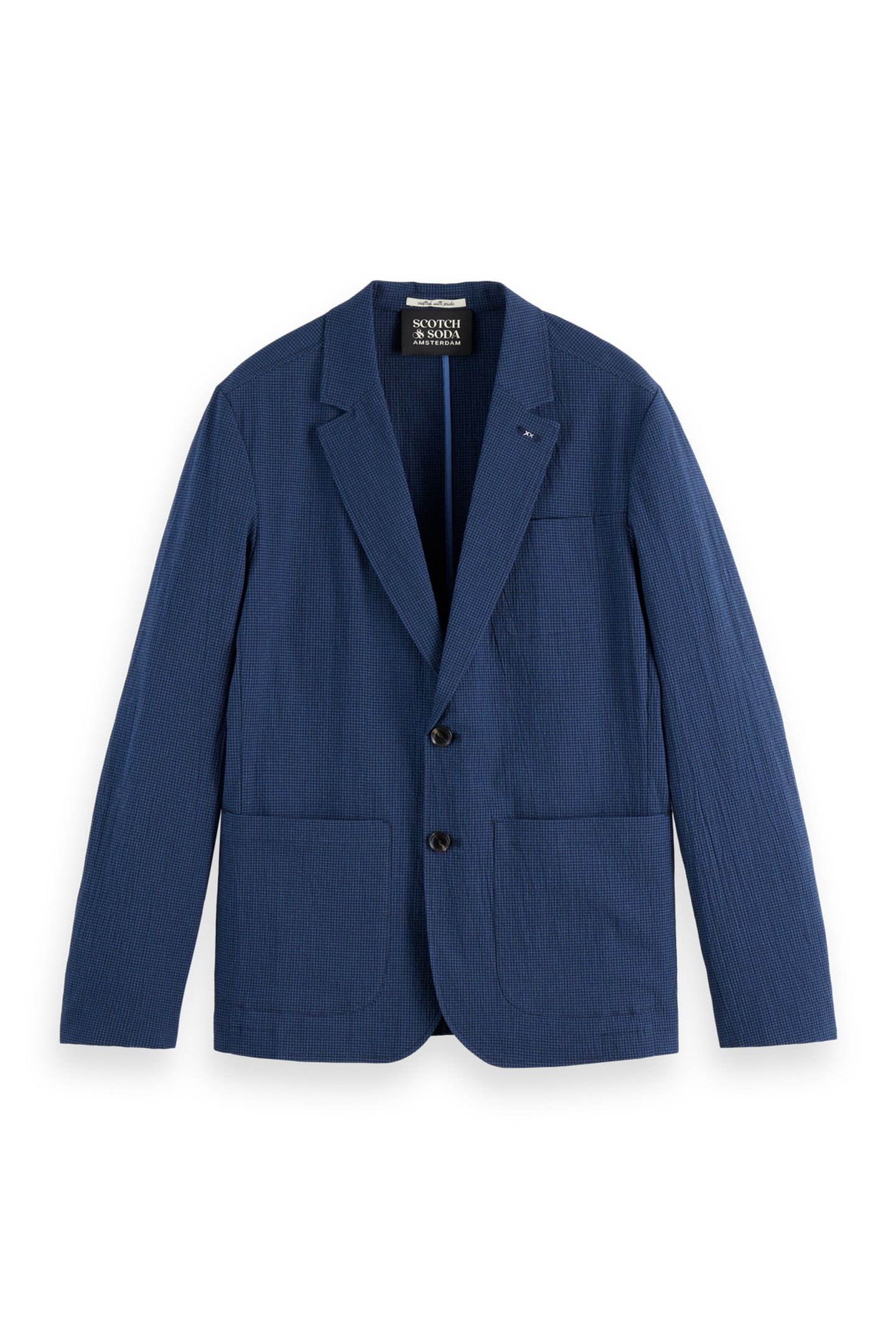 REGULAR-FIT UNCONSTRUCTED COTTON-BLEND SEERSUCKER BLAZER SKY 1