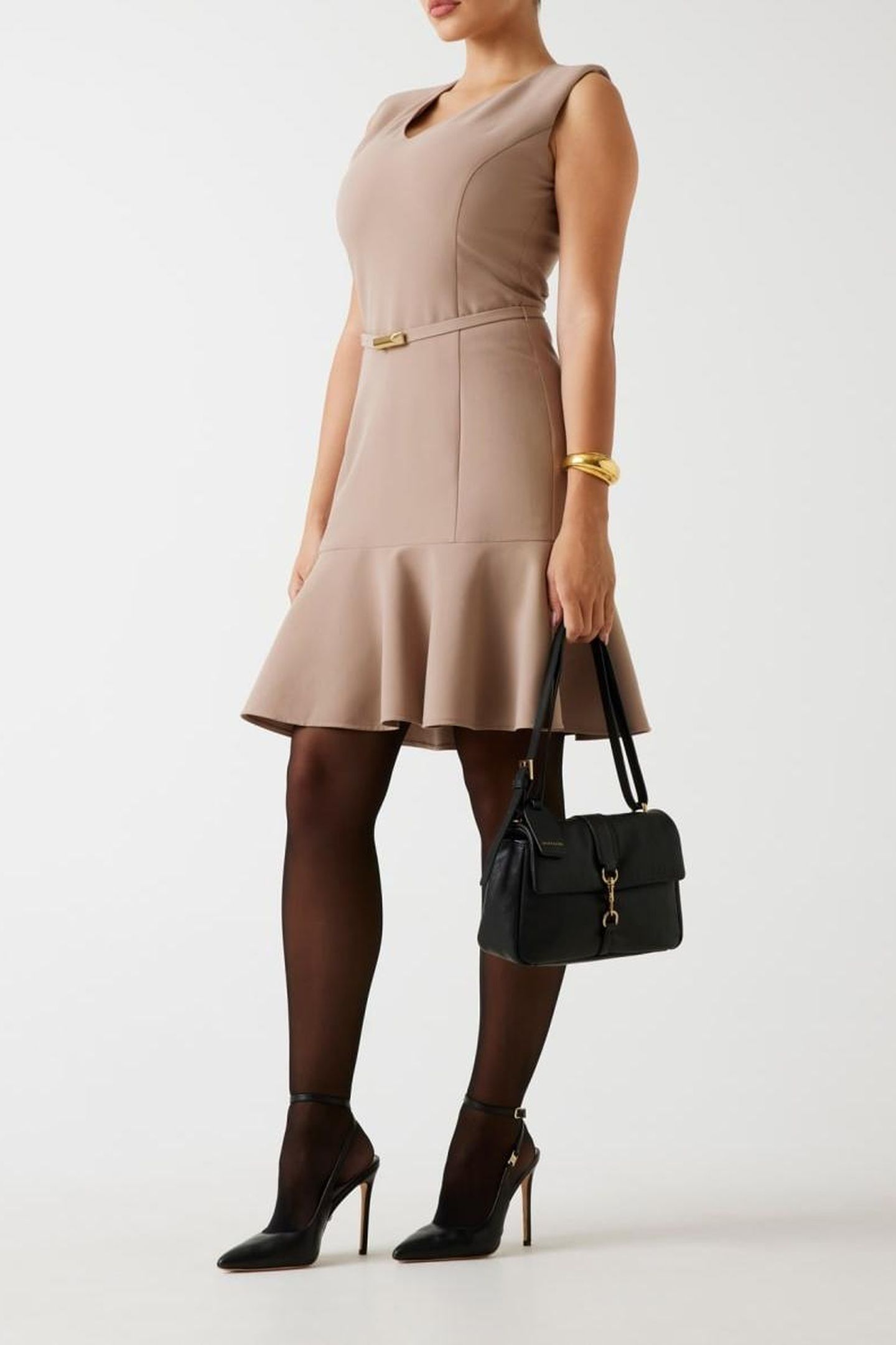 DALIA SL FLARED DRESS SILK TAUPE 1