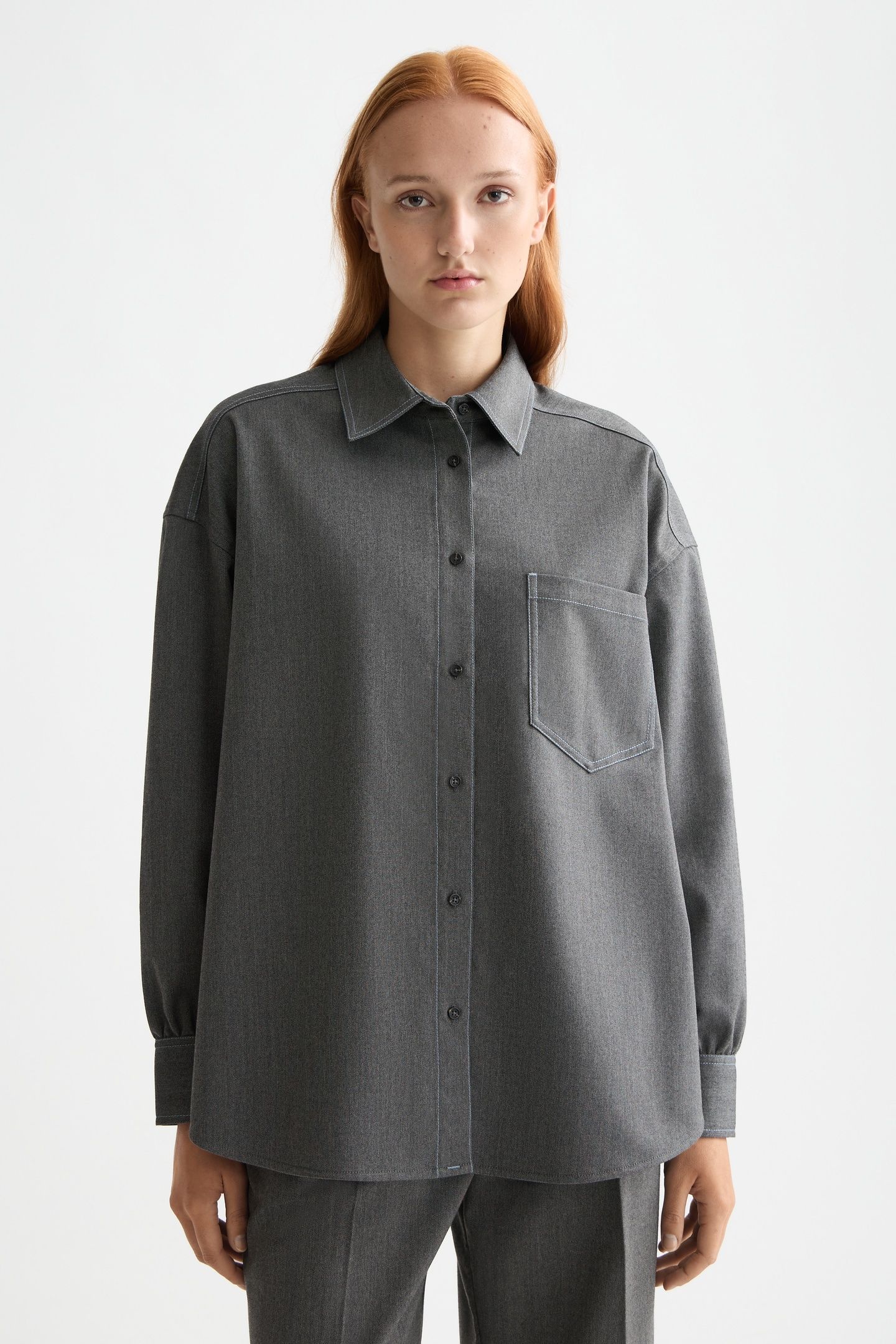 GIRLFRIEND HERRINGBONE SHIRT GREY BLACK HERRINGBONE 2