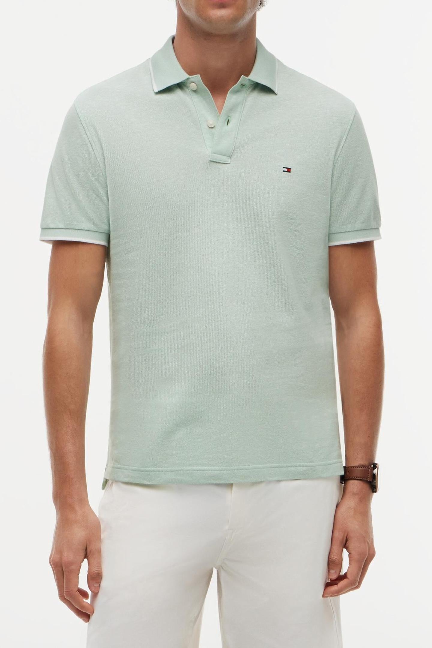 COTTON LINEN PIQUE POLO CRUSHED MINT 1