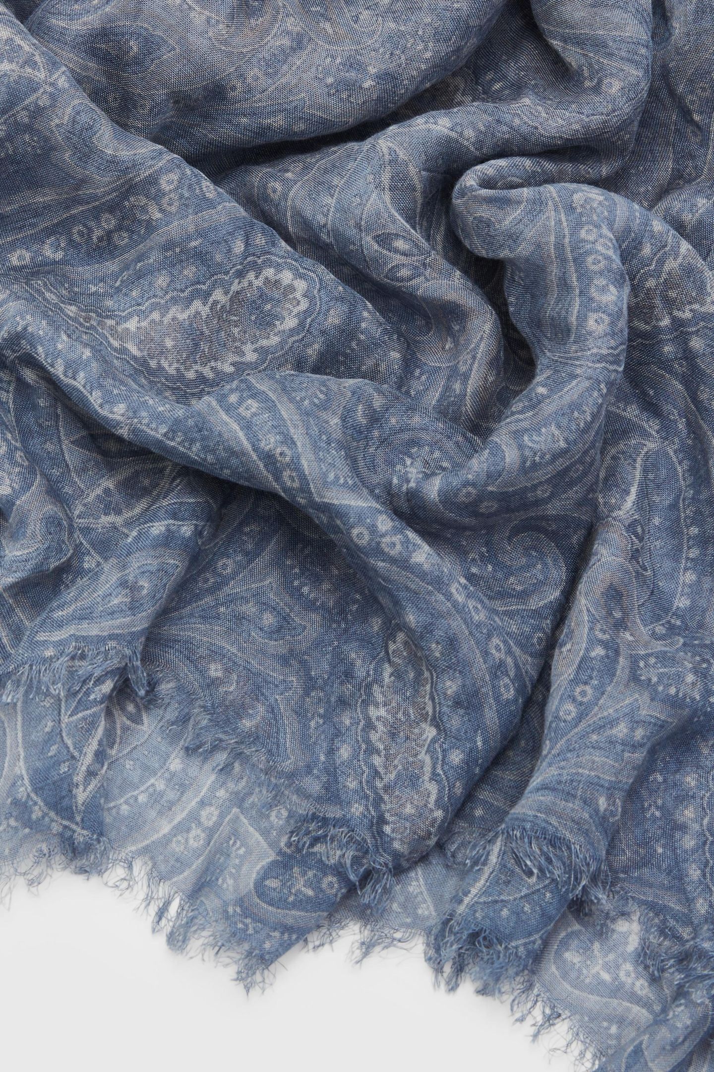 PAISLEY PRINTED SCARF BLUE STONE 3