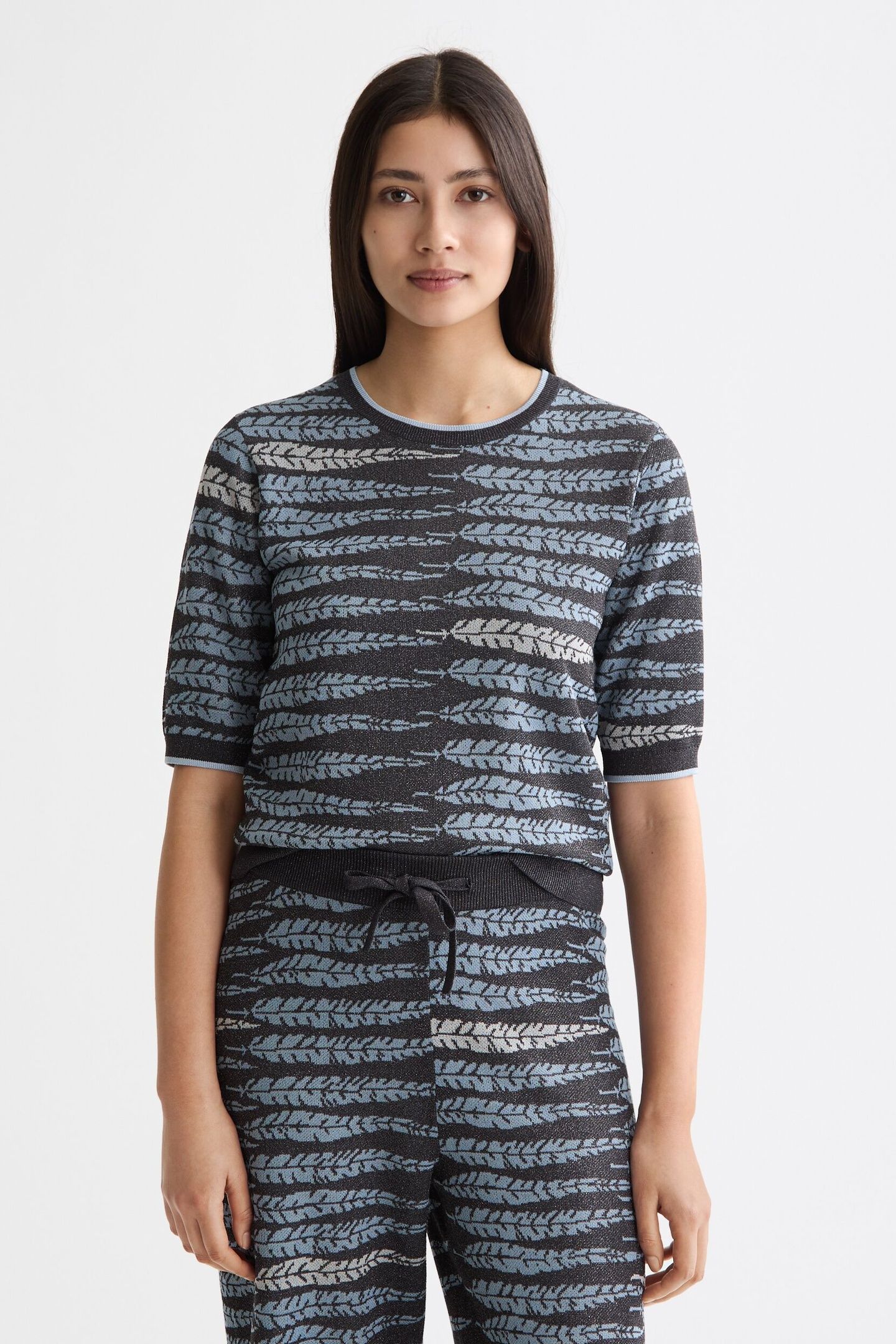 LUREX JACQUARD KNITTED TEE CHARCOAL ART 4