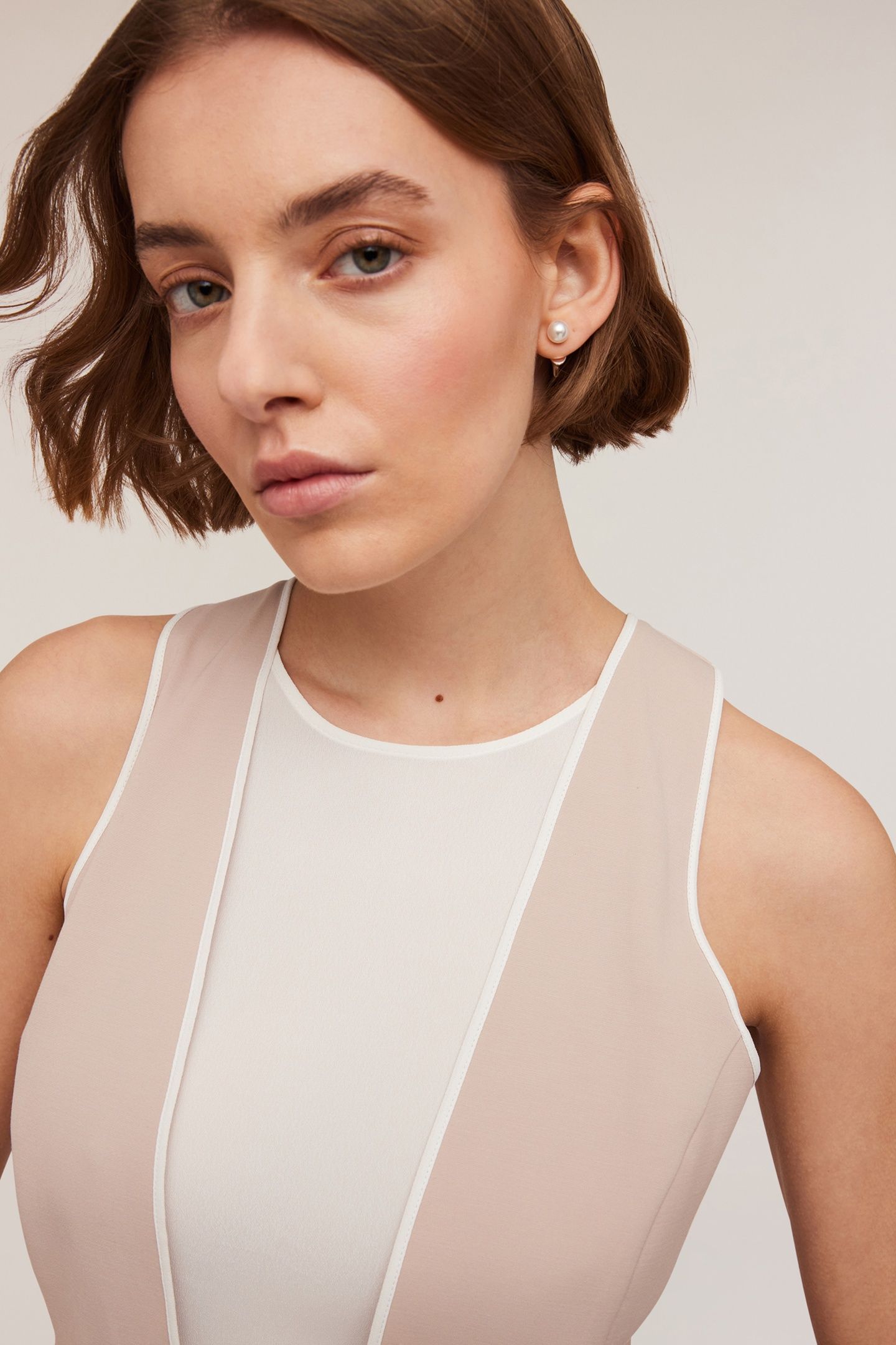 FLARE DRESS WITH INSERT BEIGE 5