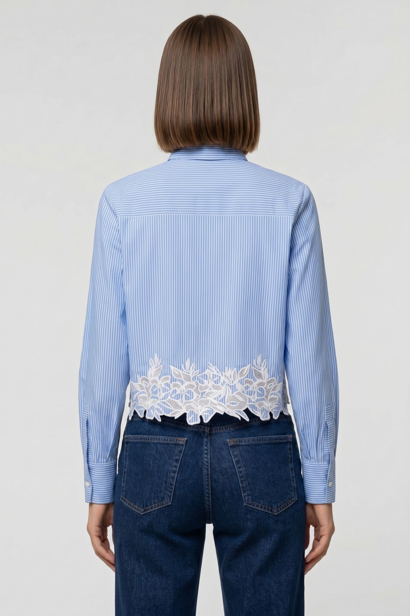 EMBROIDERY CUT OUT BLOUSE ULTRAMARINE-WHITE STRIPE 2