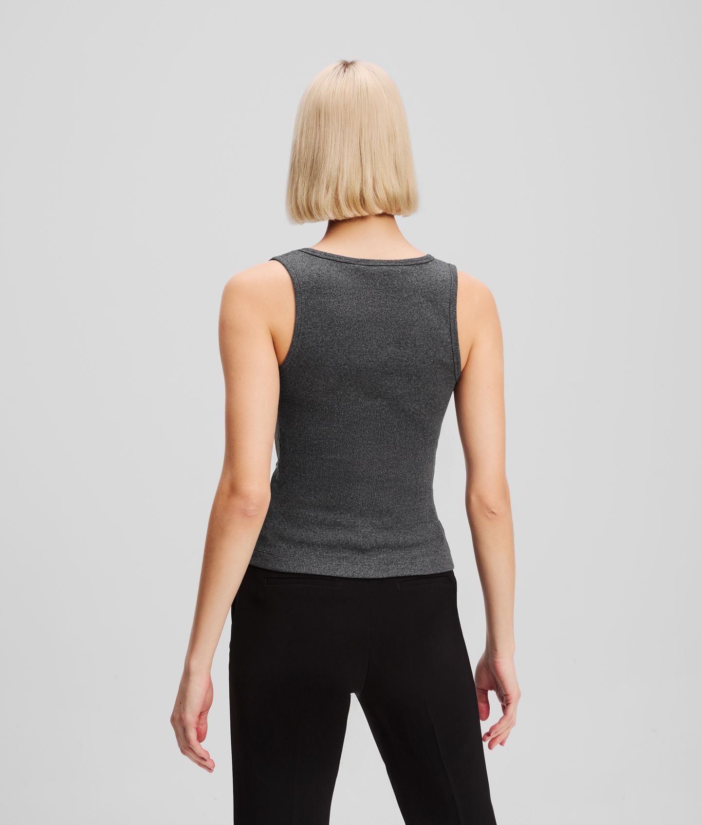RIBBED V-NECK TANK MELANGE GREY MELANGE 3