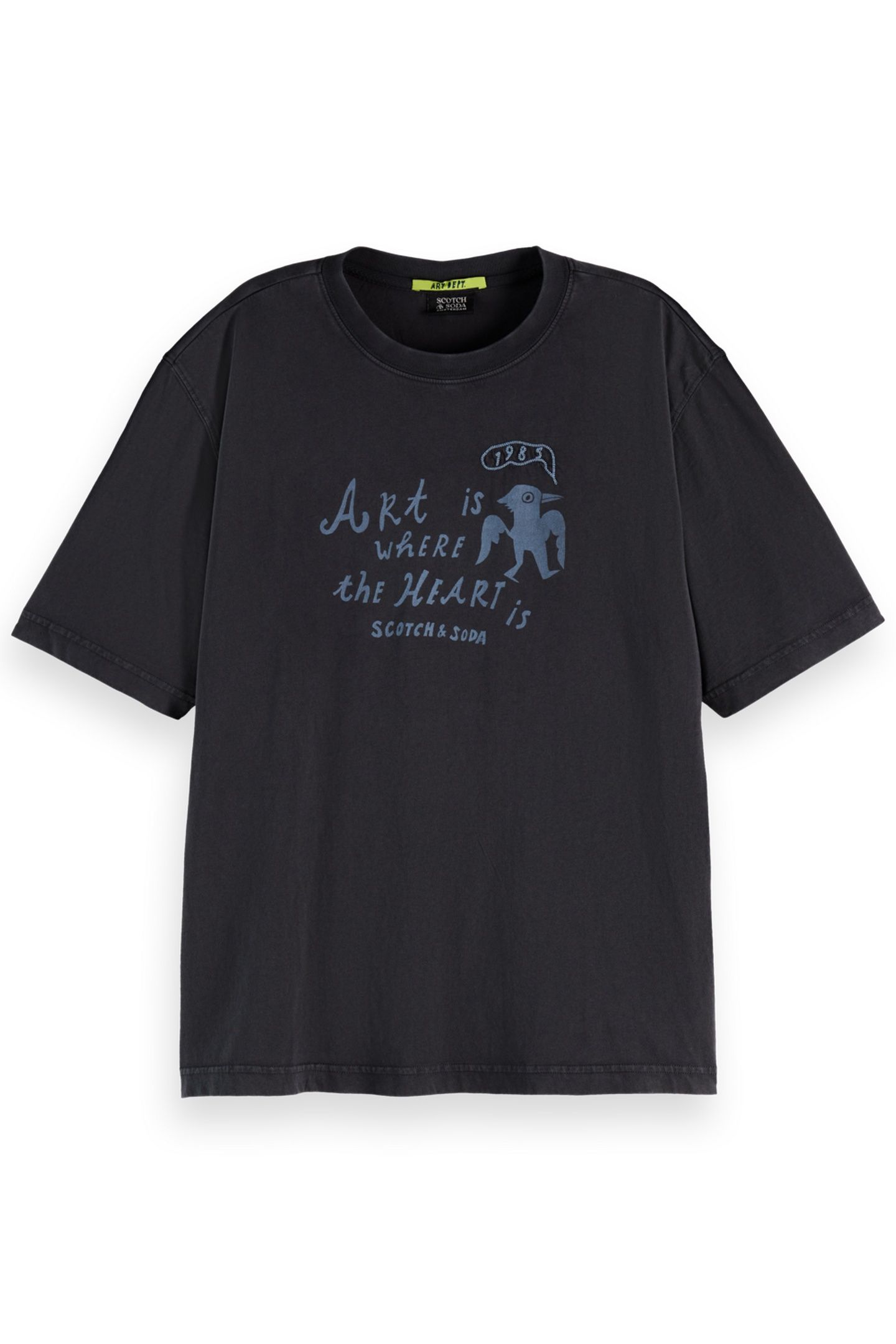 WASHED LOOSE FIT T-SHIRT WITH FRONT ARTWORK CHARCOAL ART 4