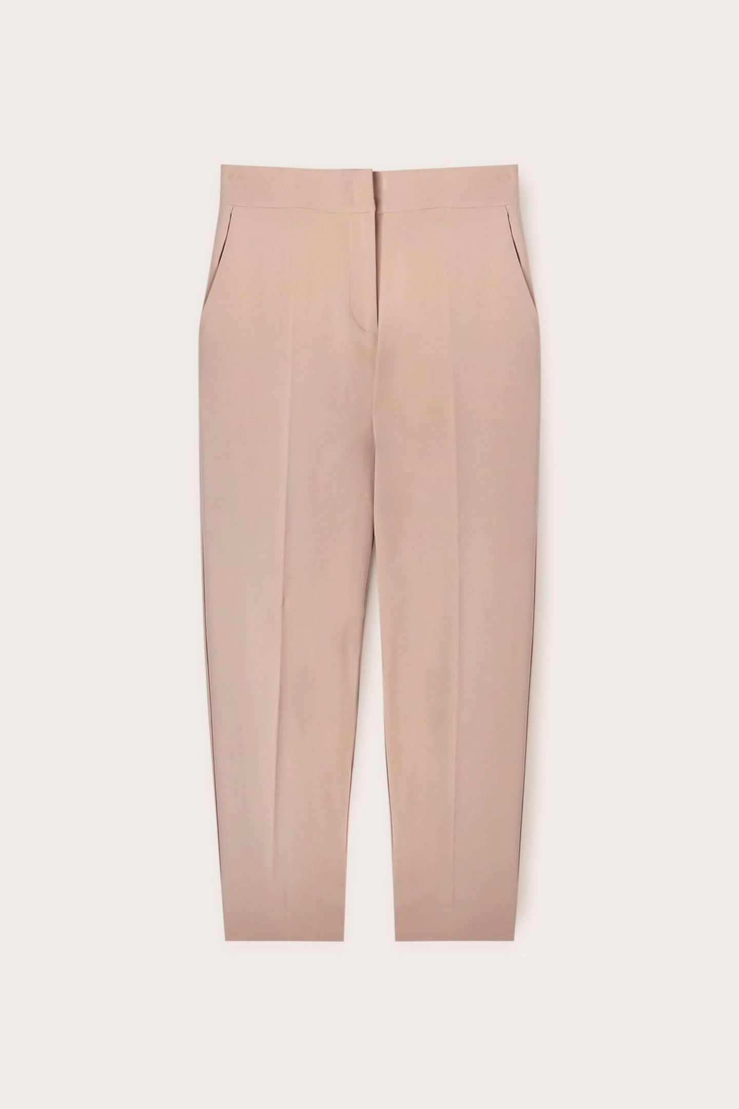 HIGH-WAISTED REGULAR-FIT TROUSERS BEIGE 4