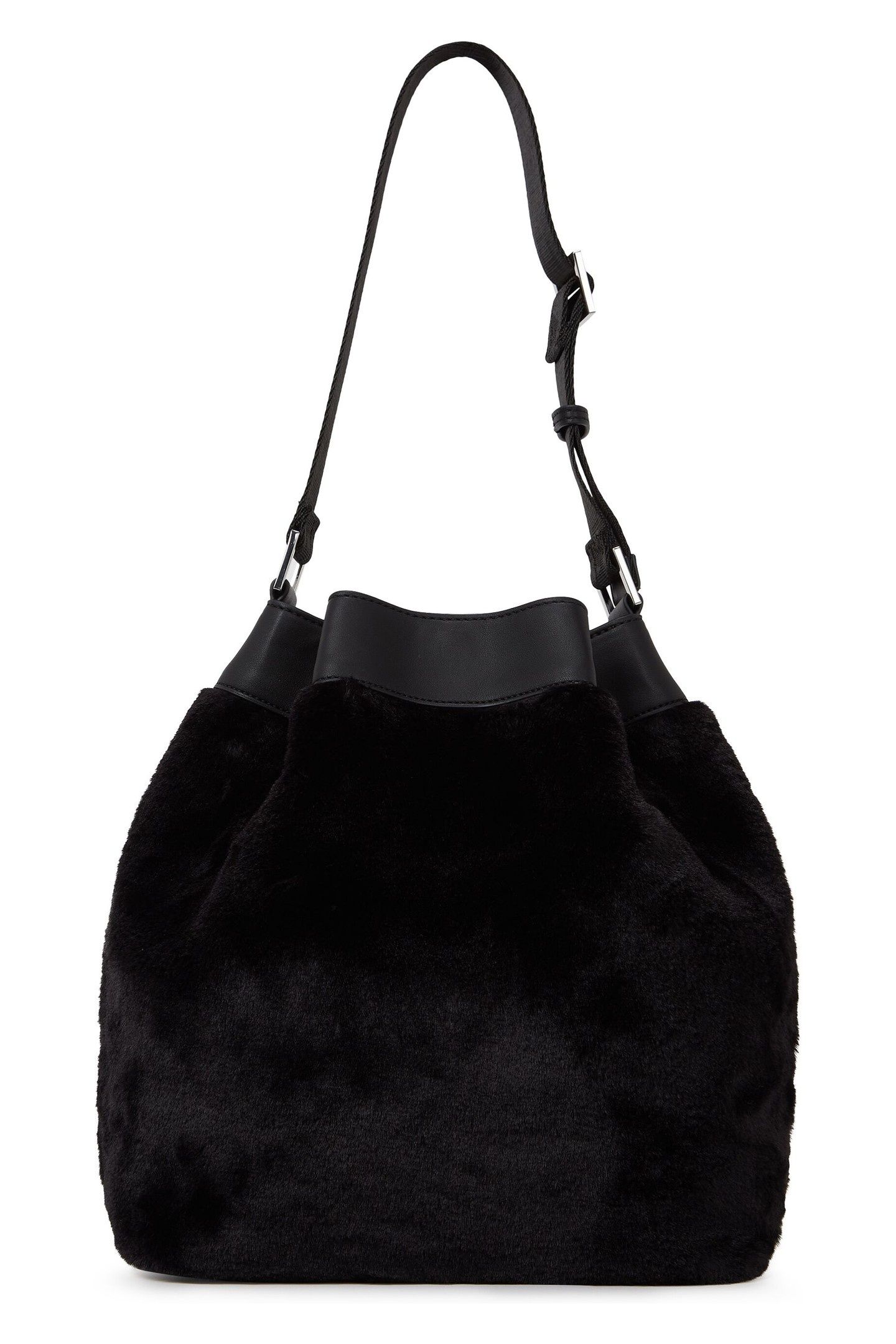 FAUX FUR BUCKET BAG BLACK 3