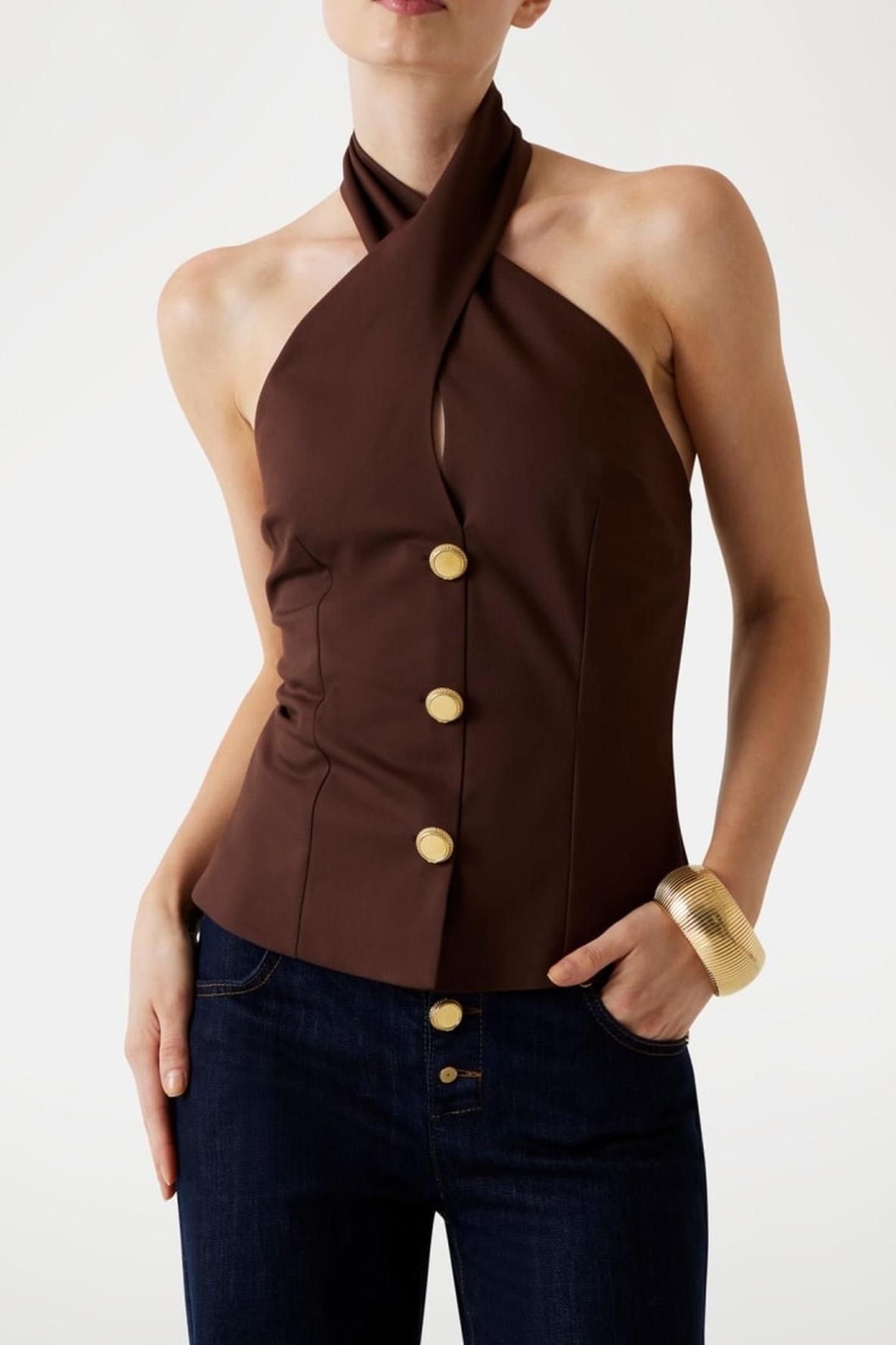 NADA HALTER NECK SL RICH BROWN 2
