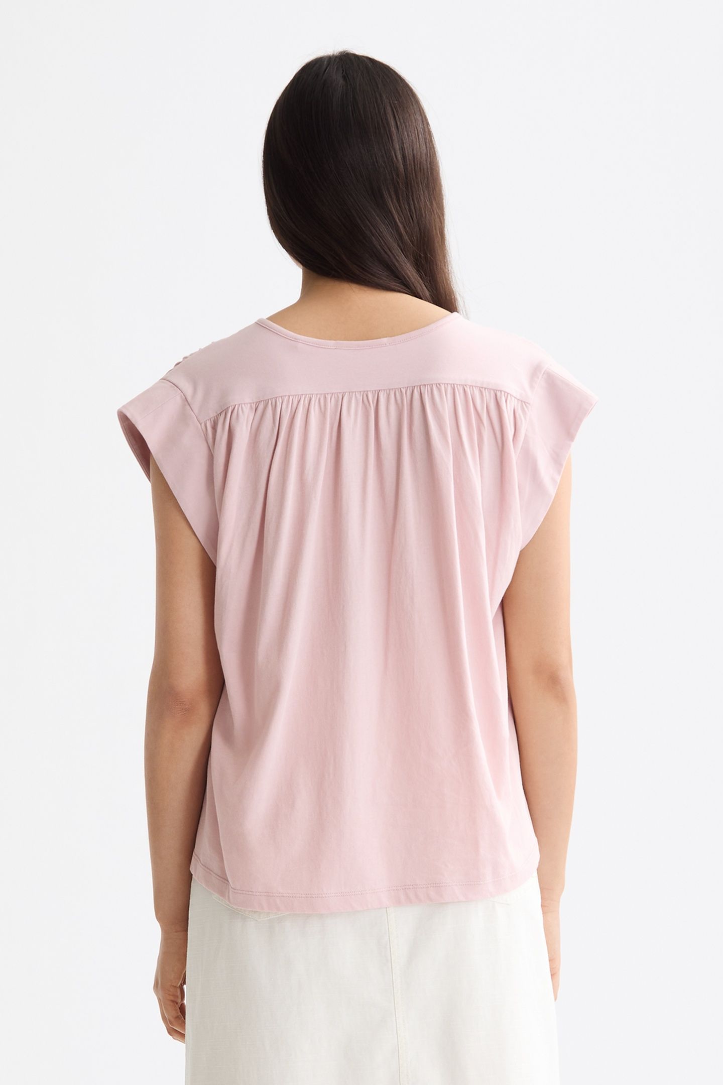 DRAPEY V-NECK T-SHIRT BURNISHED LILAC 3
