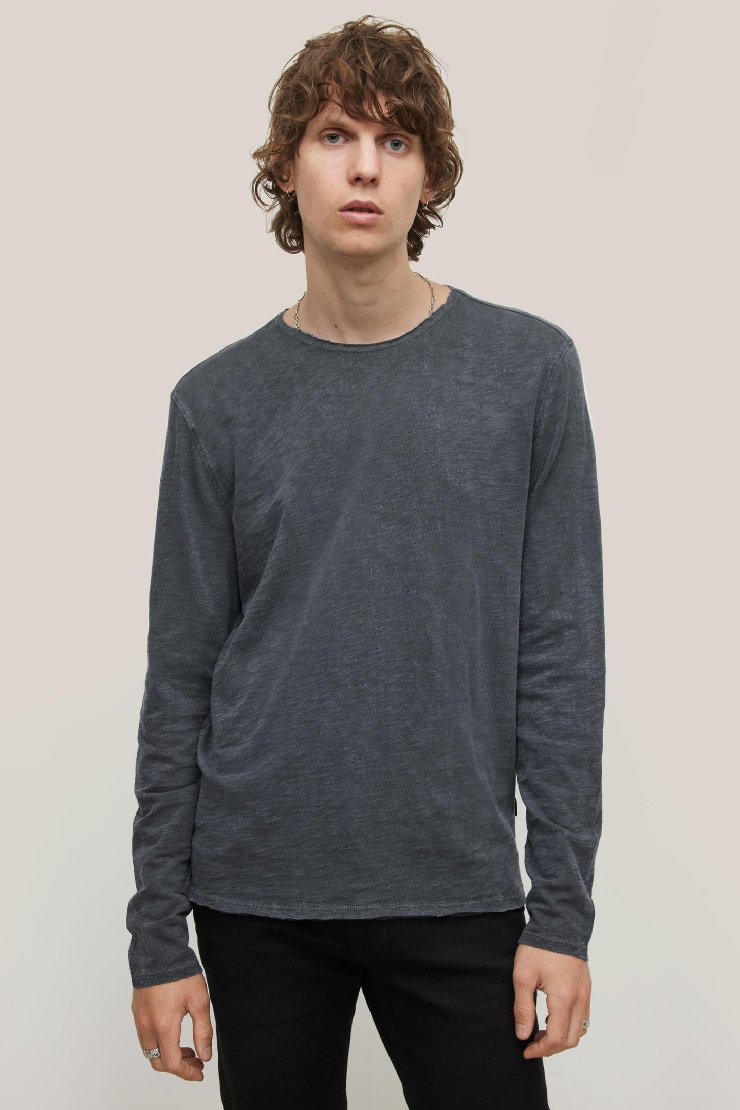 BLAKE SLUB CREW W RAW EDG DARK NAVY 1