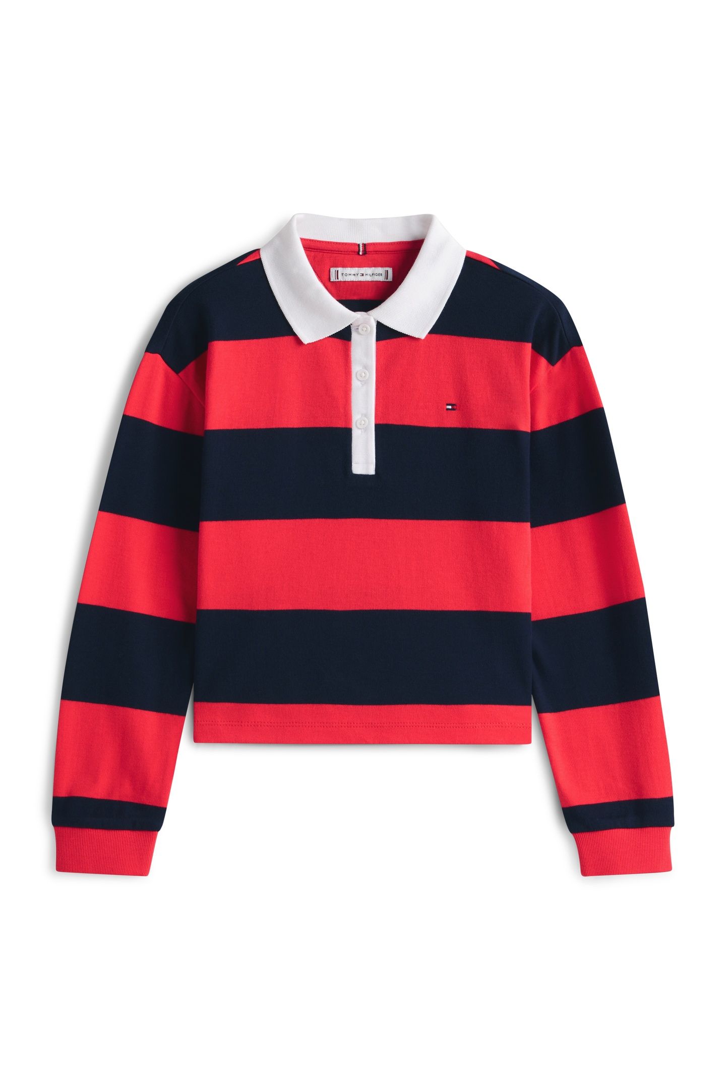 GIRLS STRIPE POLO L/S DARK NIGHT NAVY STRIPES 4