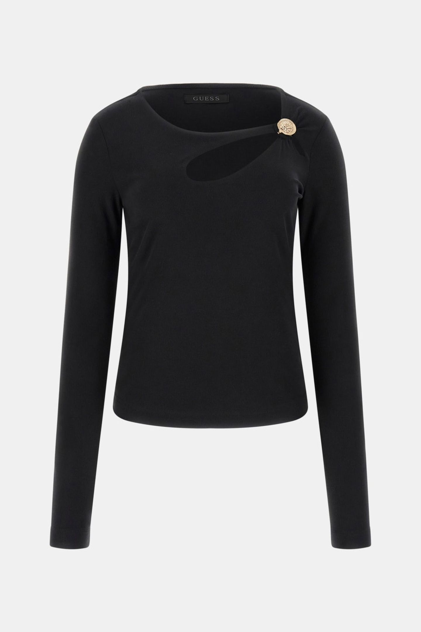 GUESS ECO LS ZAMA CUT OUT NECK JET BLACK A996 2
