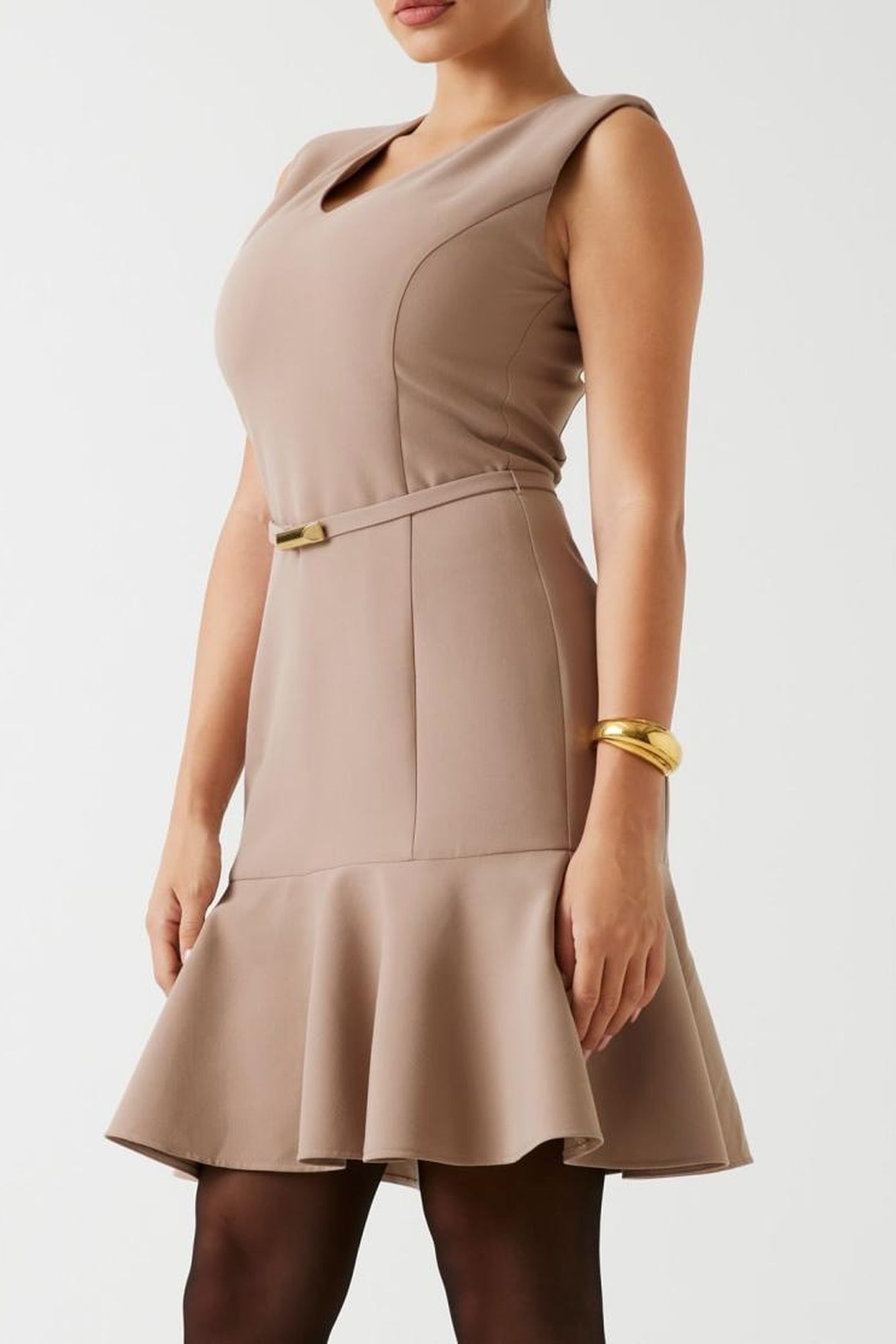 DALIA SL FLARED DRESS SILK TAUPE 6