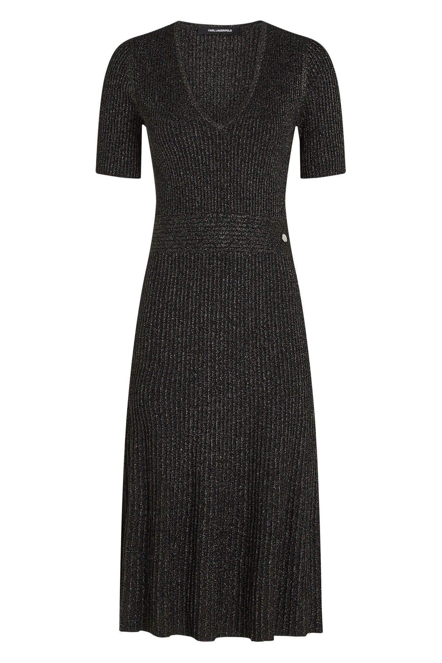 LUREX KNIT MIDI DRESS GOLD 1