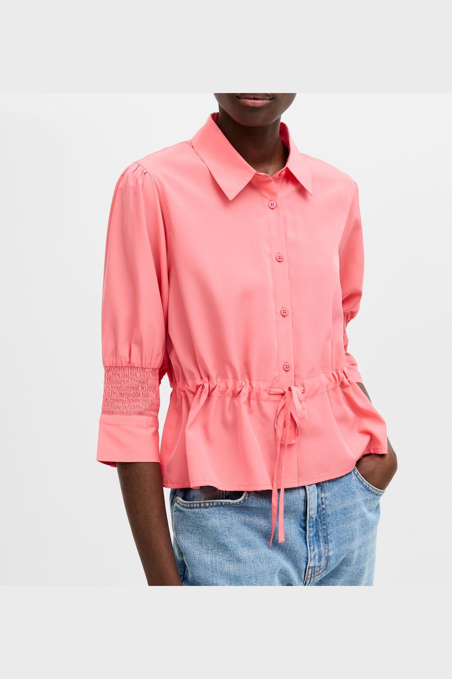 CREPE LIGHT TIE TOP RASPBERRY PINK 1