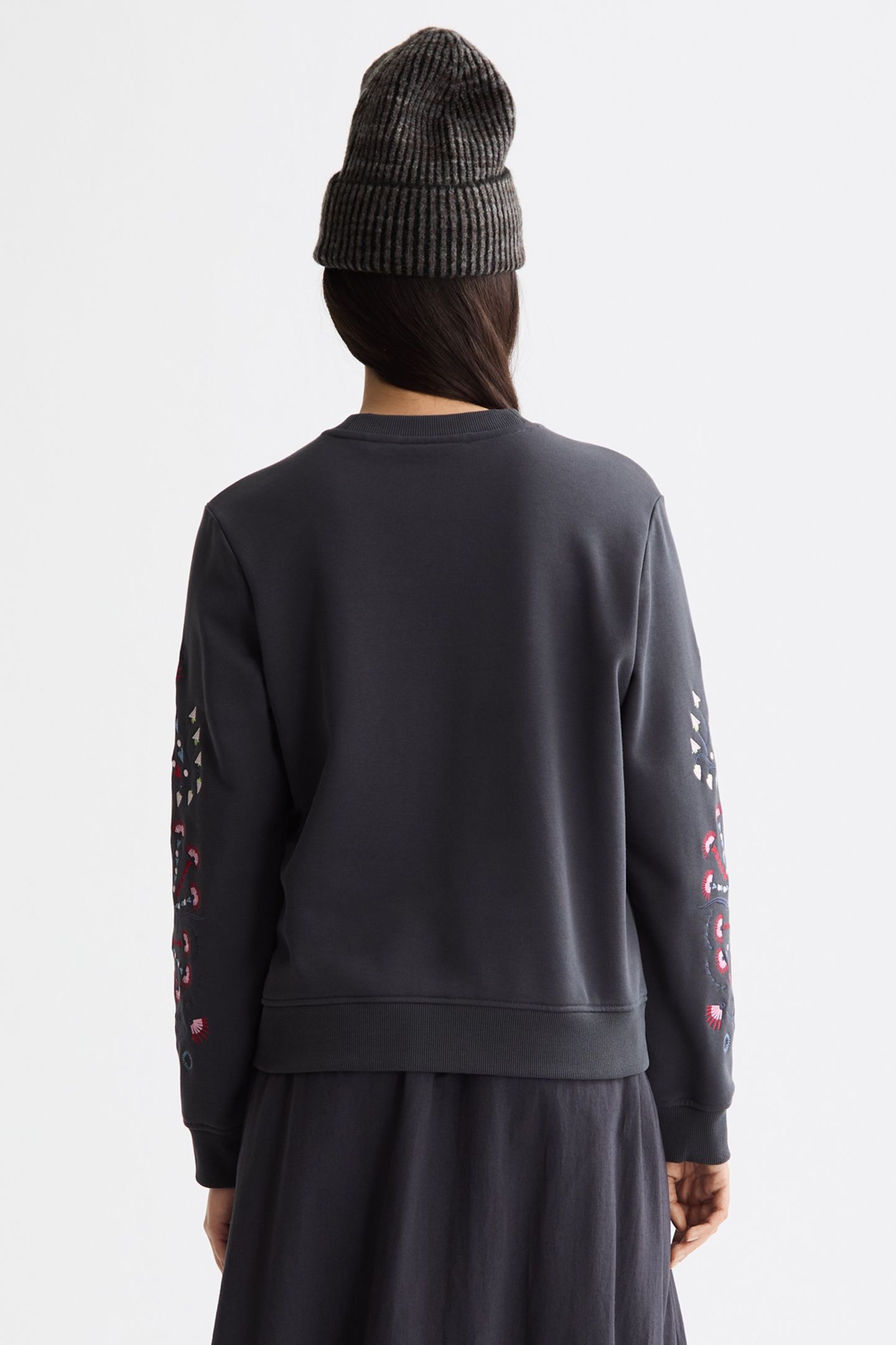 EMBROIDERED REGULAR FIT SWEATSHIRT CHARCOAL ART 3