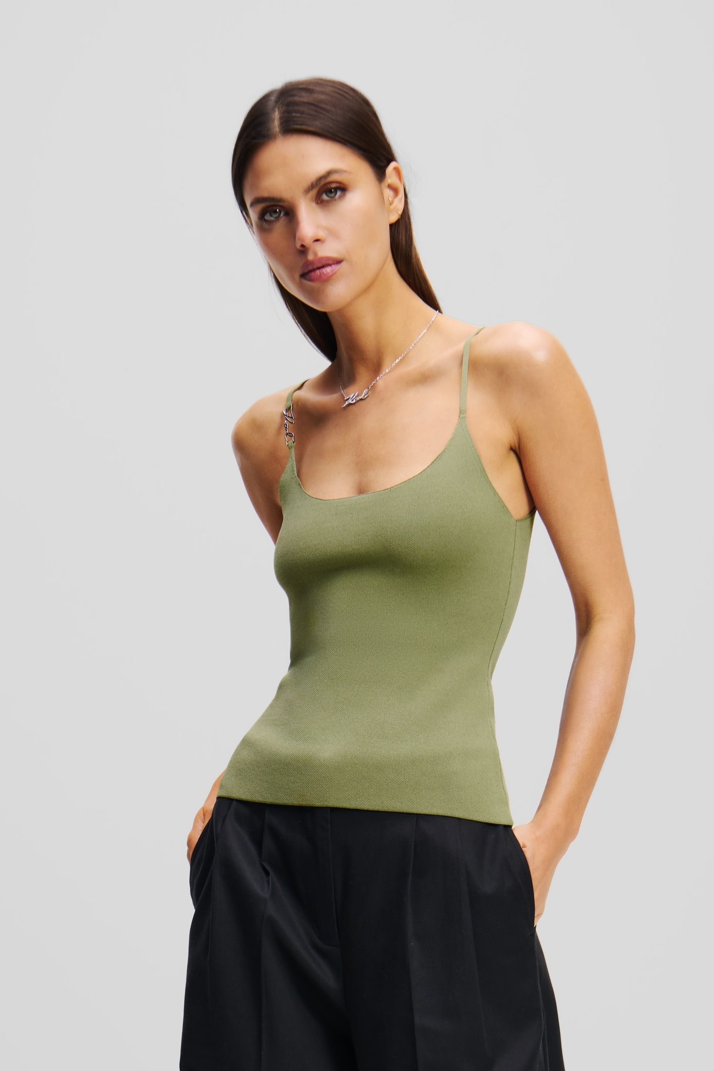 KNIT TANK OIL GREEN 1
