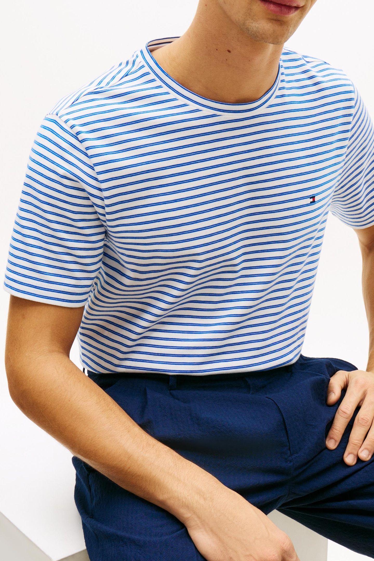 ESSENTIAL SEASONAL REGULAR FIT T-SHIRT WHITE/REGAL BLUE STRI 3