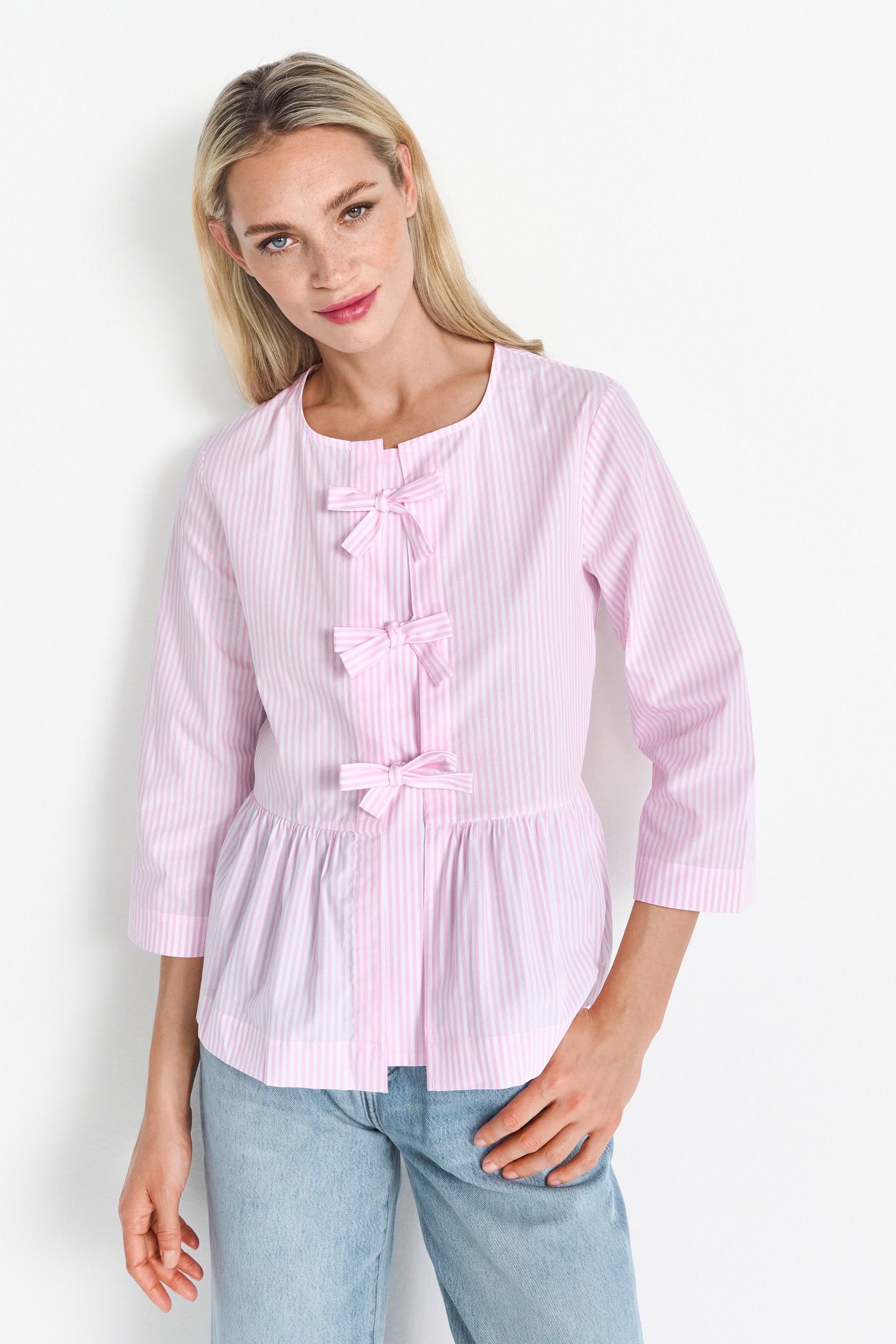STRIPED BLOUSE WITH BOW SPRING BLUSH 2