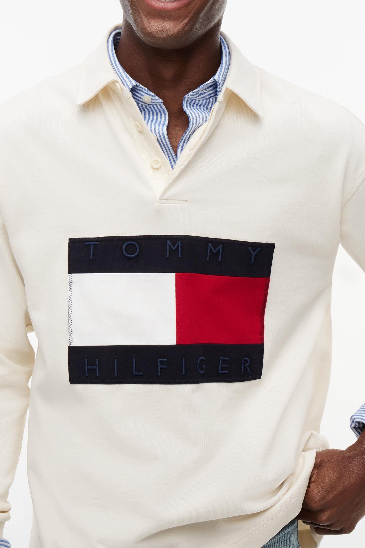 FLAG RUGBY SWEATSHIRT IVORY PETAL 5