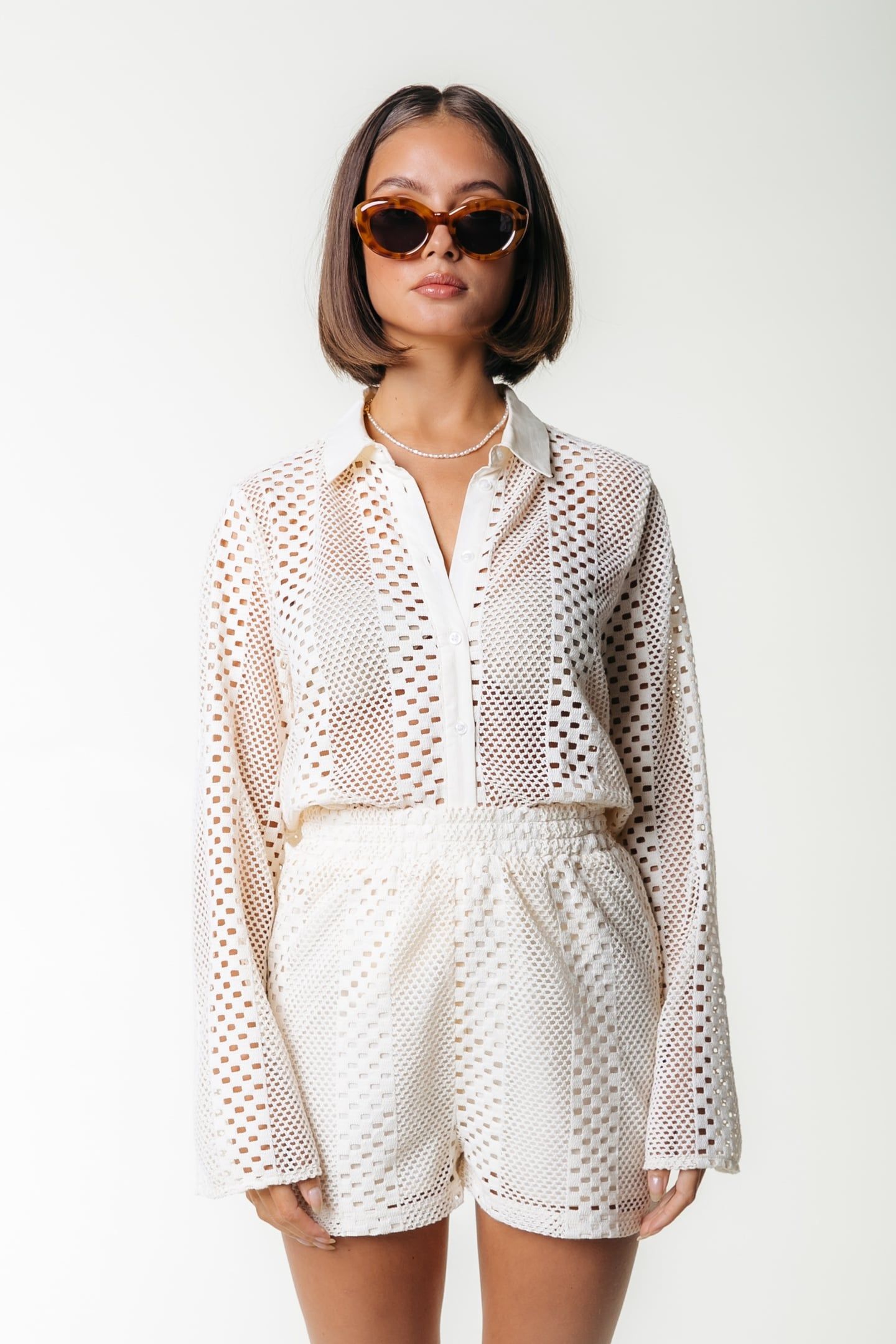 NOLITA CROCHET SHORT OFF WHITE 1