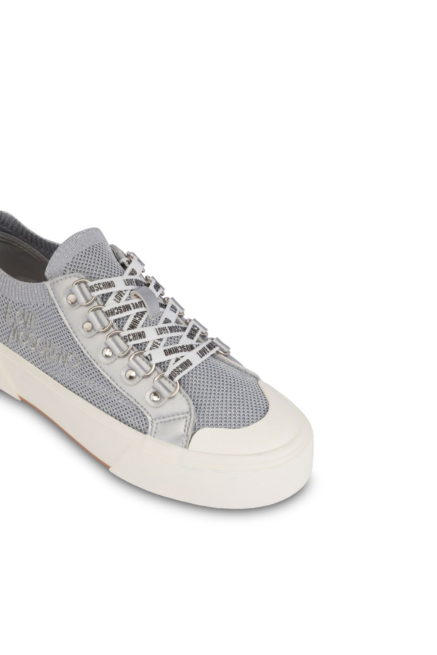 SNEAKERS IN SOCK AND LAMINATED CALFSKIN SILVER 4