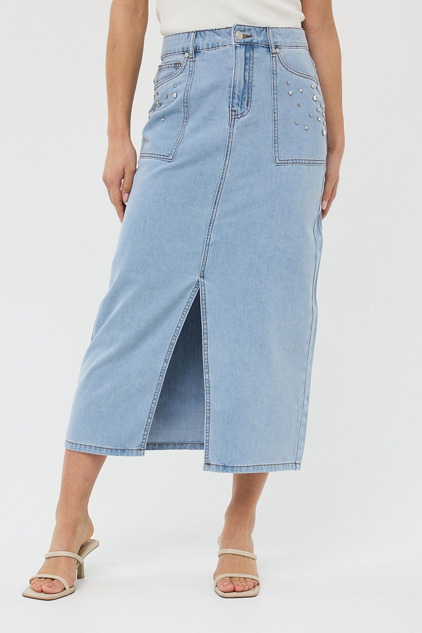 SKIRT MAXI EMBELLISHED JEANS BLUE 2