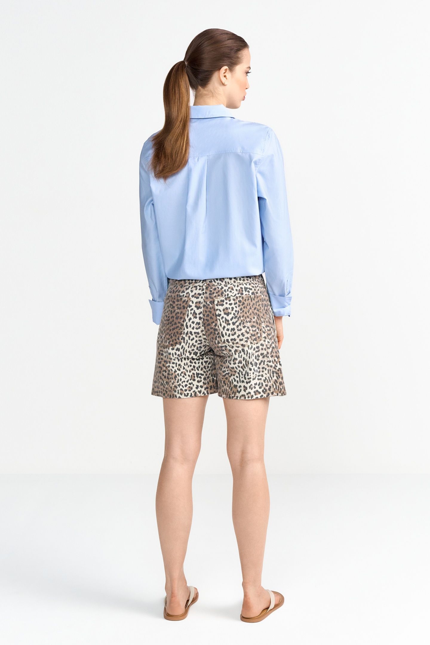 LEOPARD PRINT DENIM SHORTS CAFFEE LATTE 3