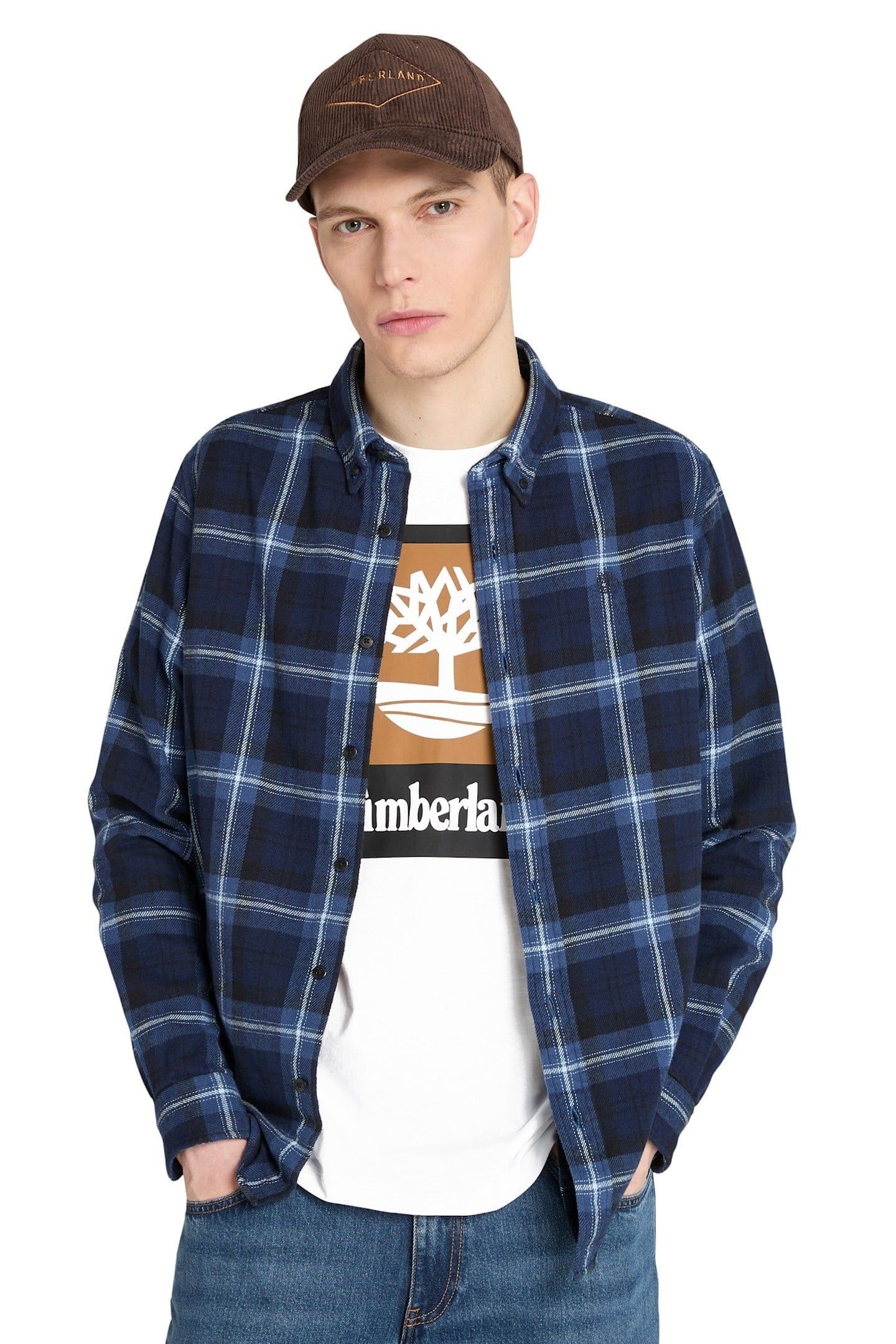 MIDWEIGHT FLANNEL CHECK SHIRT PEACOAT YD 2