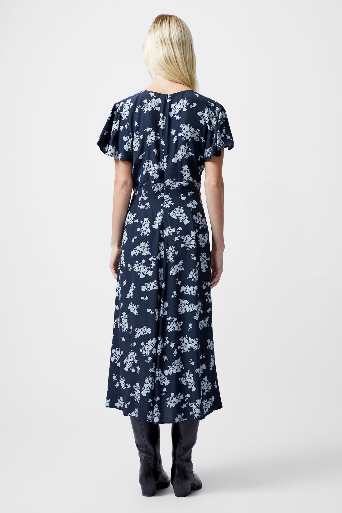RAQUEL S/S V NK DRESS NAVY 4