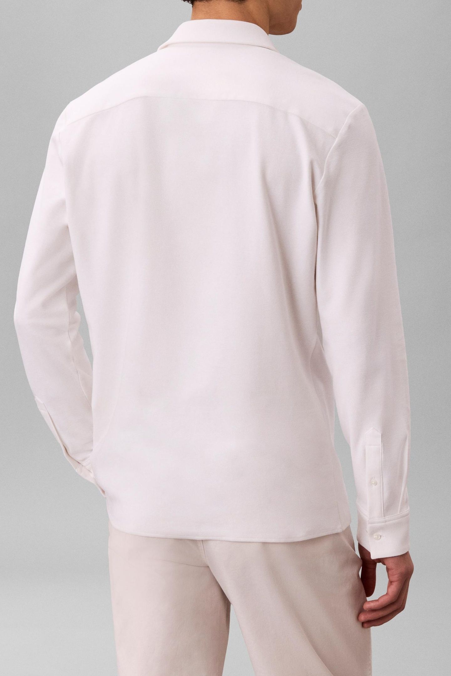 LS CASUAL PIQUE SLIM SHIRT BRILLIANT WHITE 4