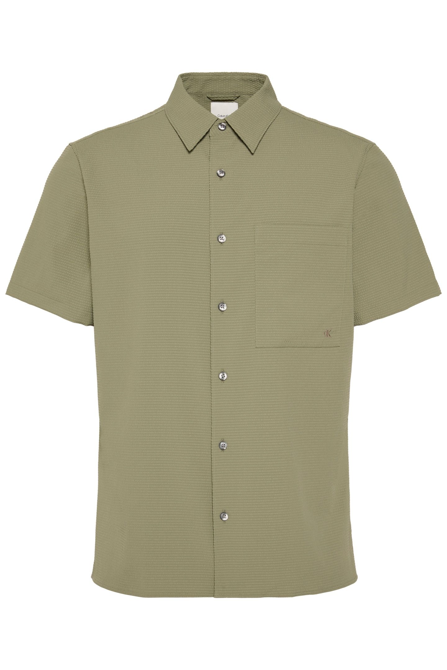SS SOLID SEERSUCKER SHIRT DEEP LICHEN GREEN 5