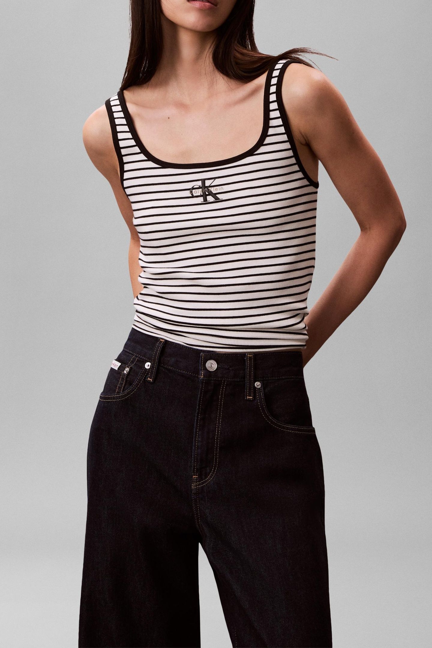 STRIPED MONOLOGO TANK TOP BLACK STRIPE 2