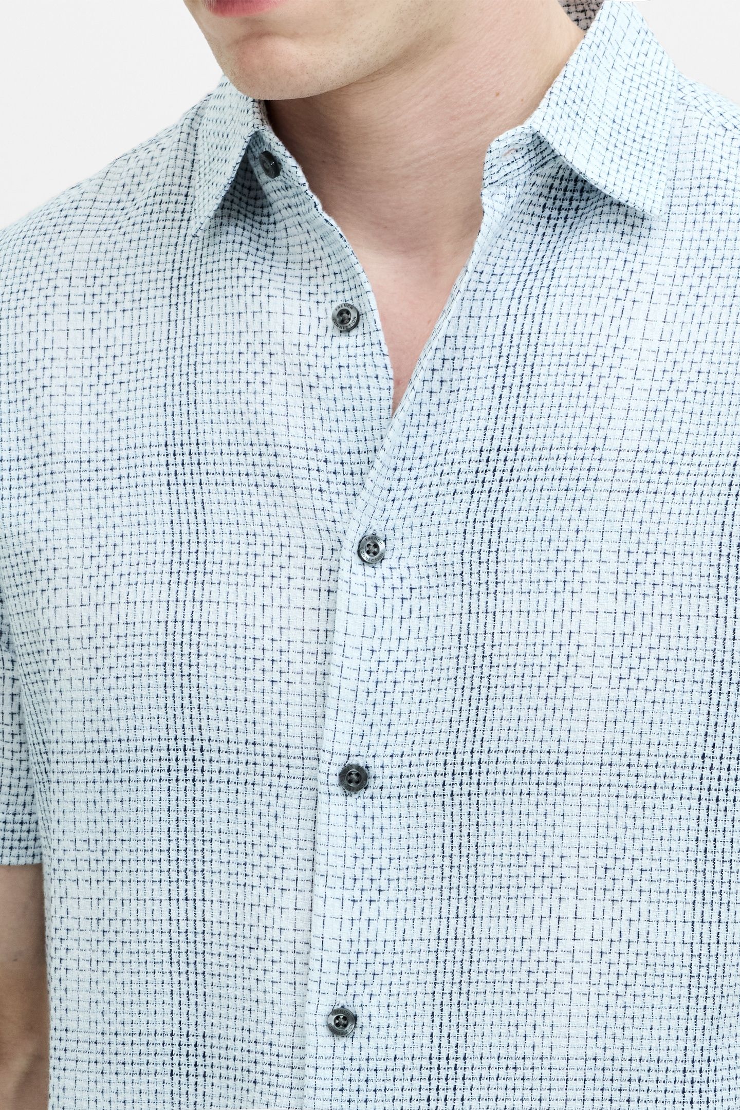 BARROW DOBBY SS SHIRT BLUE COMBO 2