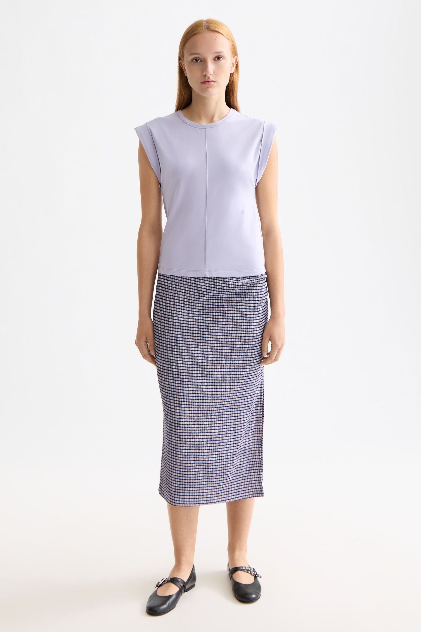 FITTED ROLLED-UP SLEEVE T-SHIRT LANGUID LAVENDER 4