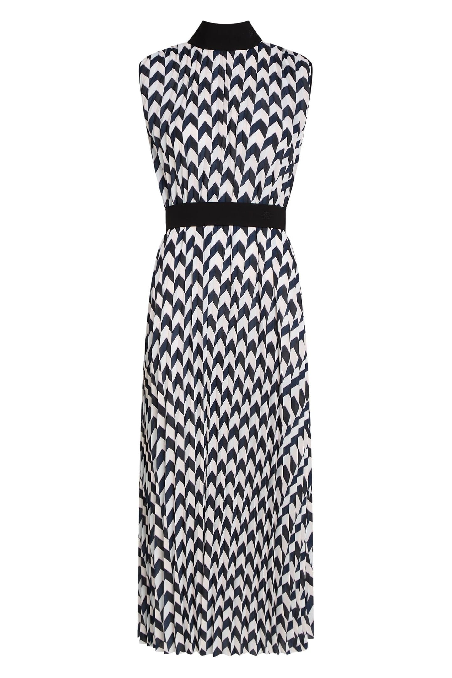 CHEVRON PLEATED DRESS BLACK/WHITE/PINK CHEVRON 3