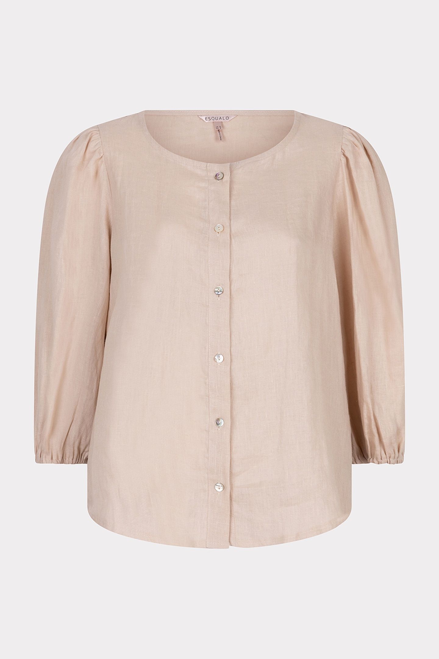 BLOUSE R-NECK LINEN SAND 1