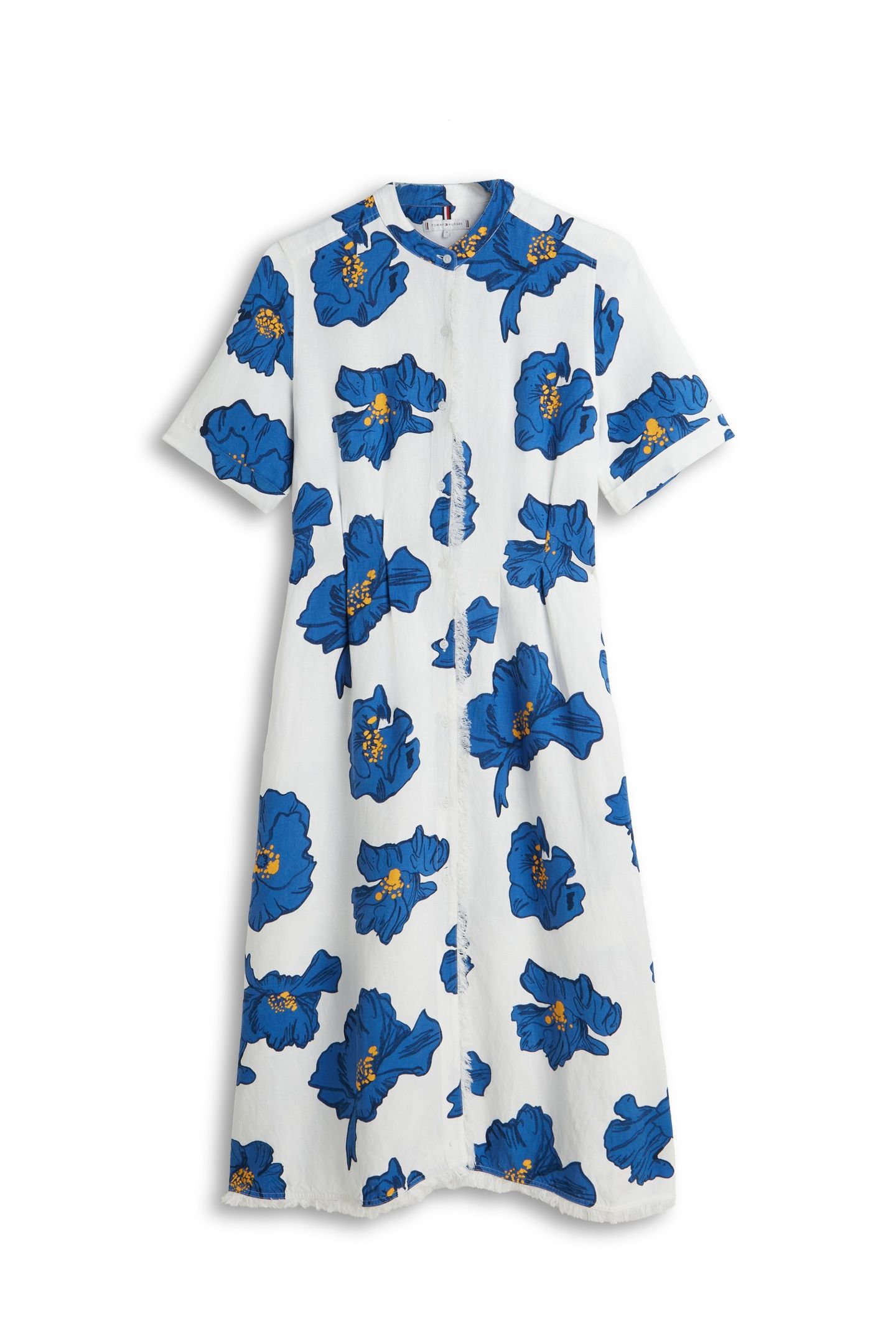 FRAYED VIS/LINEN SS POPPY PRINT SPACED IVORY/BLUE ORBIT 4