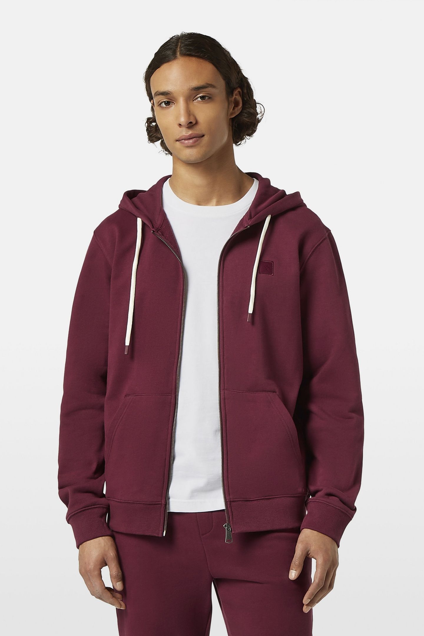 LOGO BADGE FULL ZIP THROUGH HOODIE BORDEAUX 2