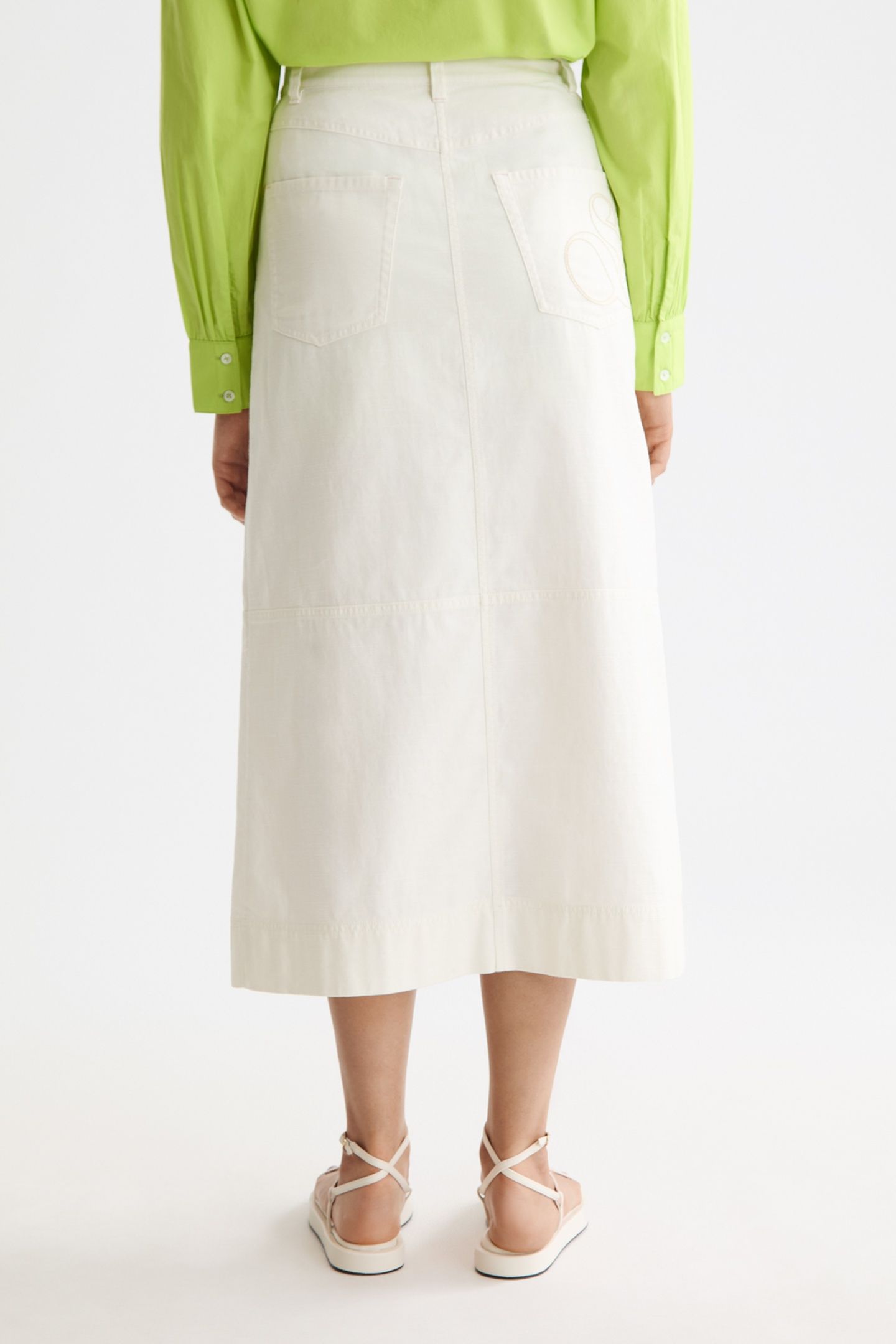 WORKWEAR MIDI SKIRT WITH FRONT SLIT EGGNOG 5