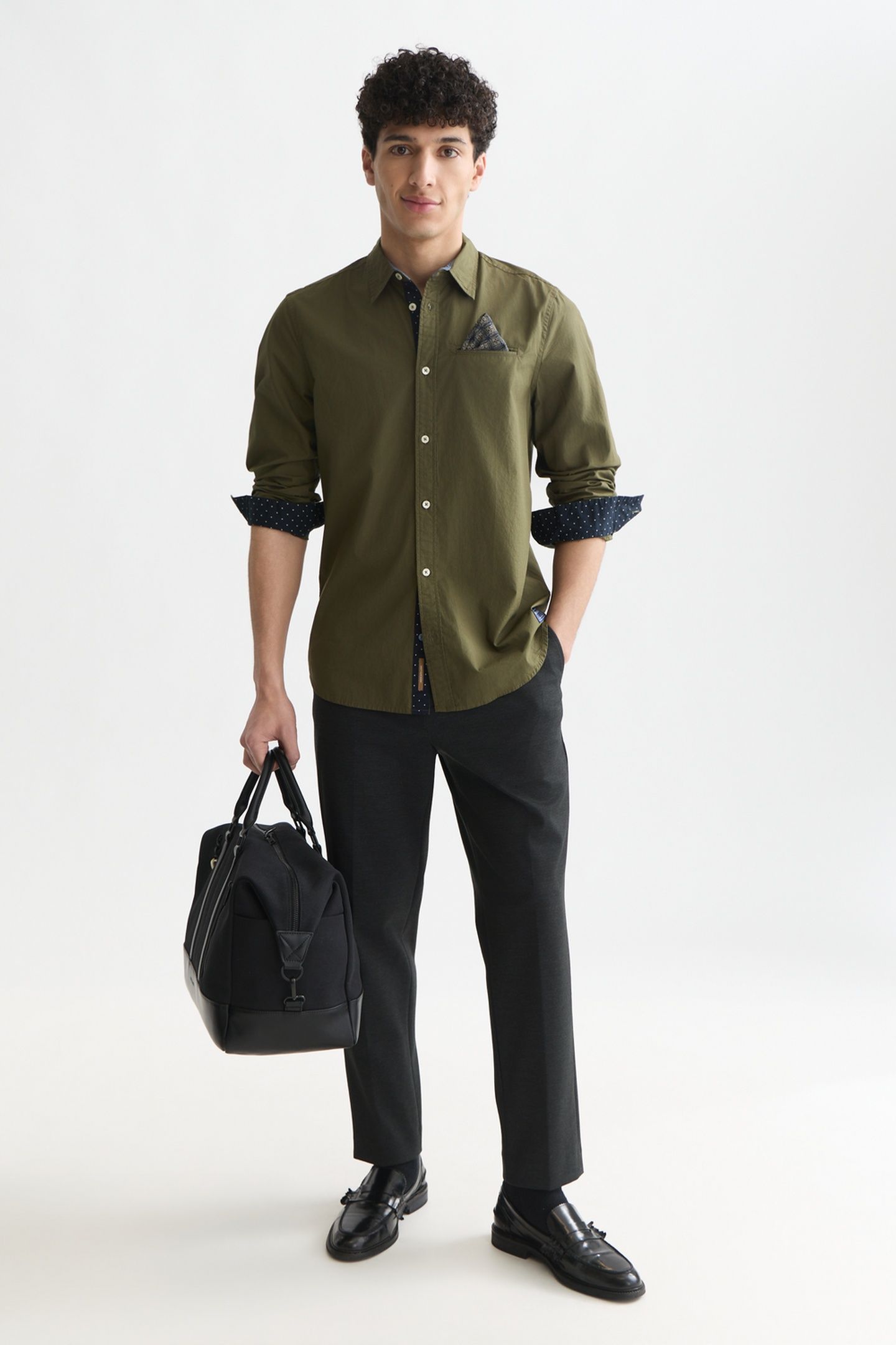 COTTON POPLIN REGULAR-FIT SHIRT OLIVE NIGHT 2