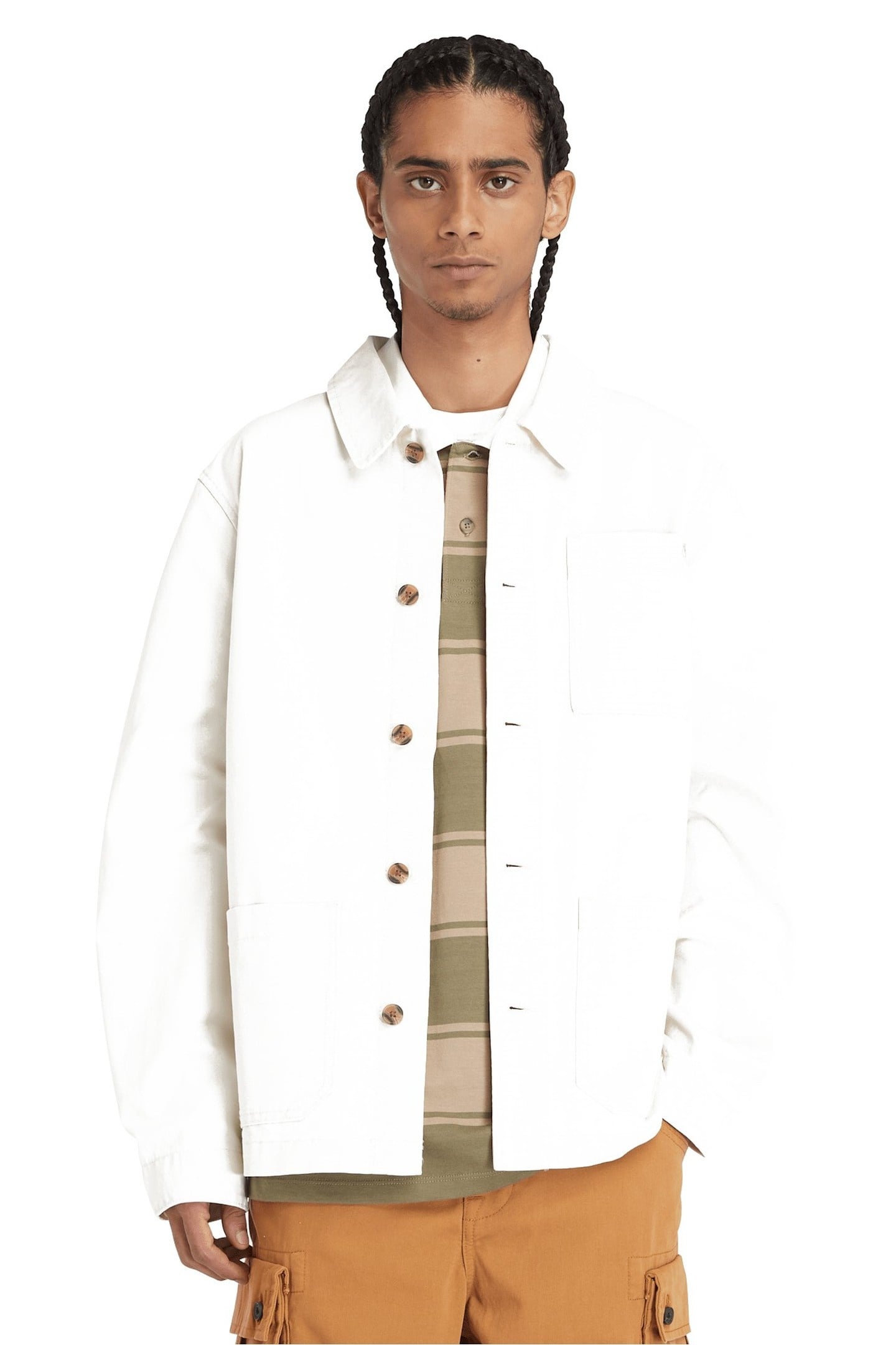 WASHED CANVAS CHORE JACKET VINTAGE WHITE 2