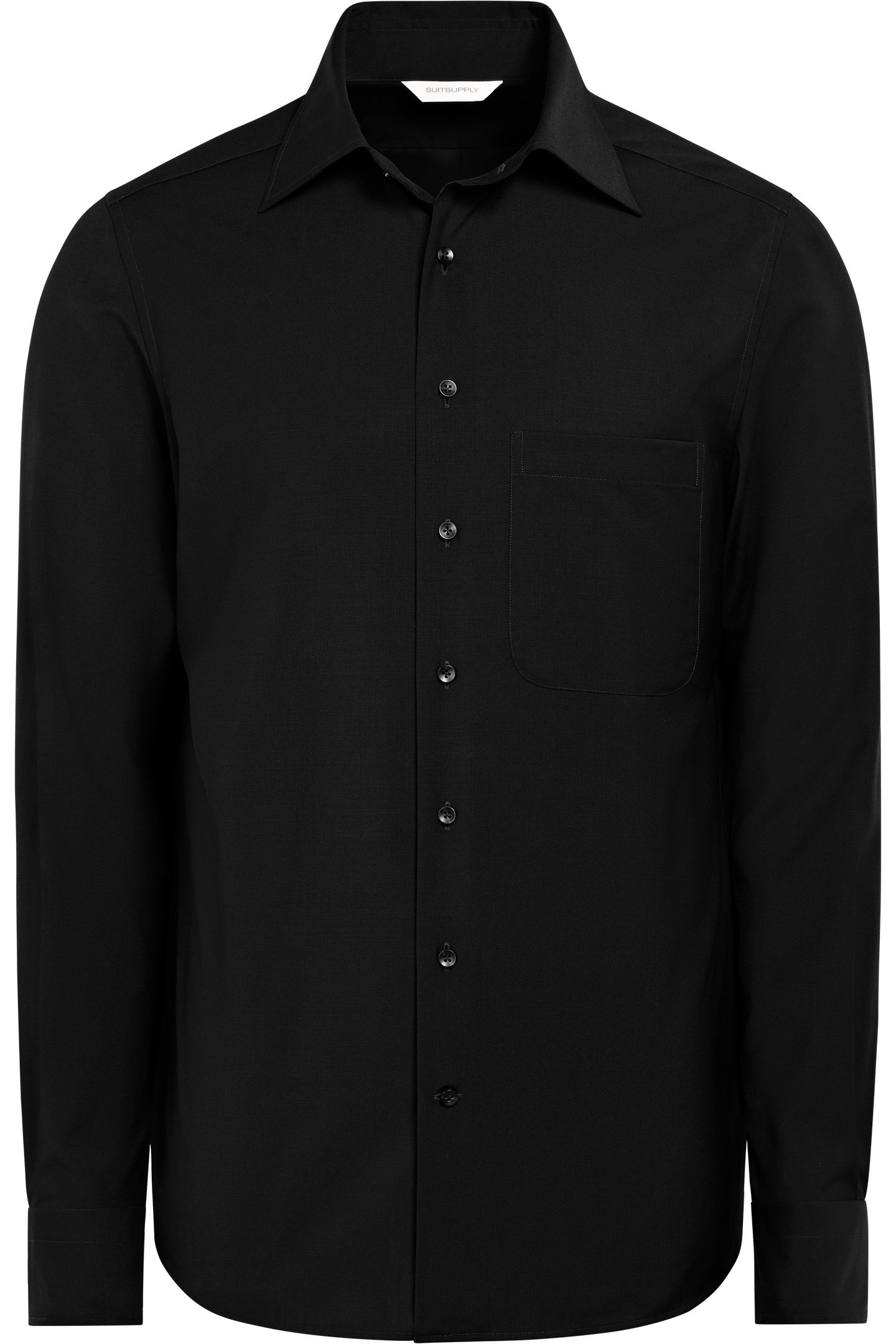 WASHABLE WOOL BLACK CASUAL SHIRTS BLACK 5