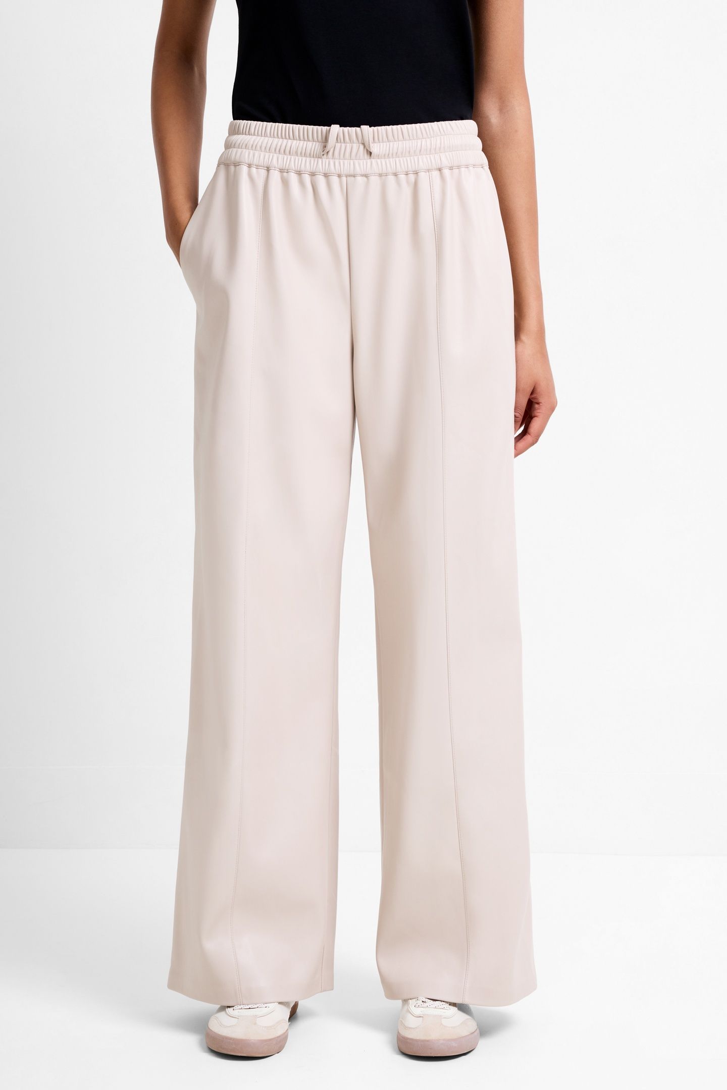 TASHER WIDE LEG PU TROUSER TAUPE GREY 1