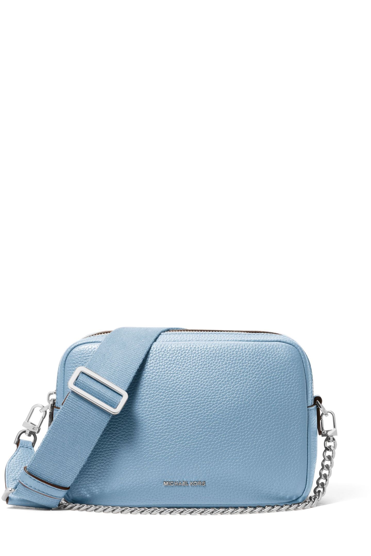 MEDIUM DOUBLE ZIP CHAIN CAMERA CROSSBODY CHAMBRAY 2